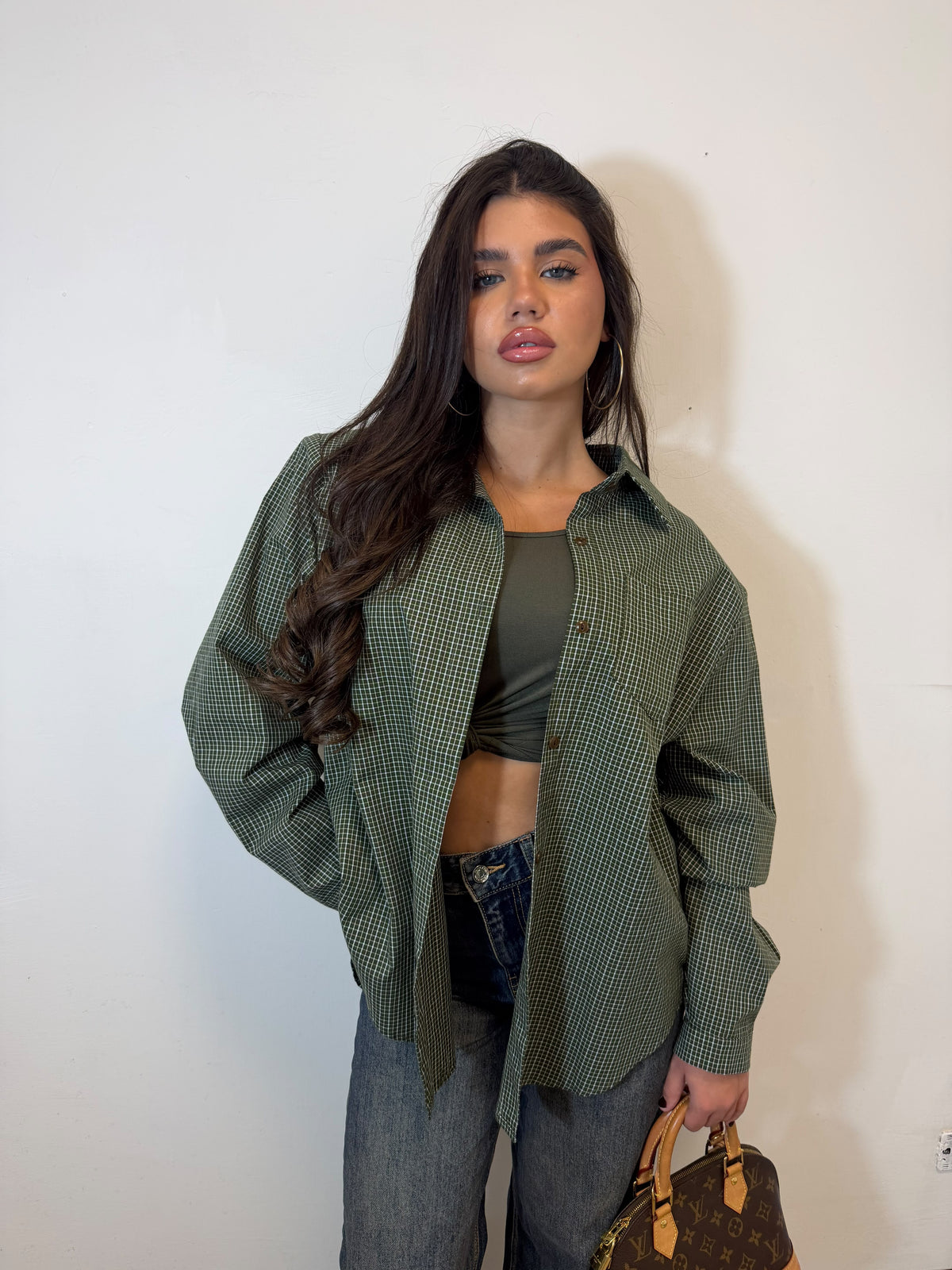 CAMICIA OLIVE GRID SET