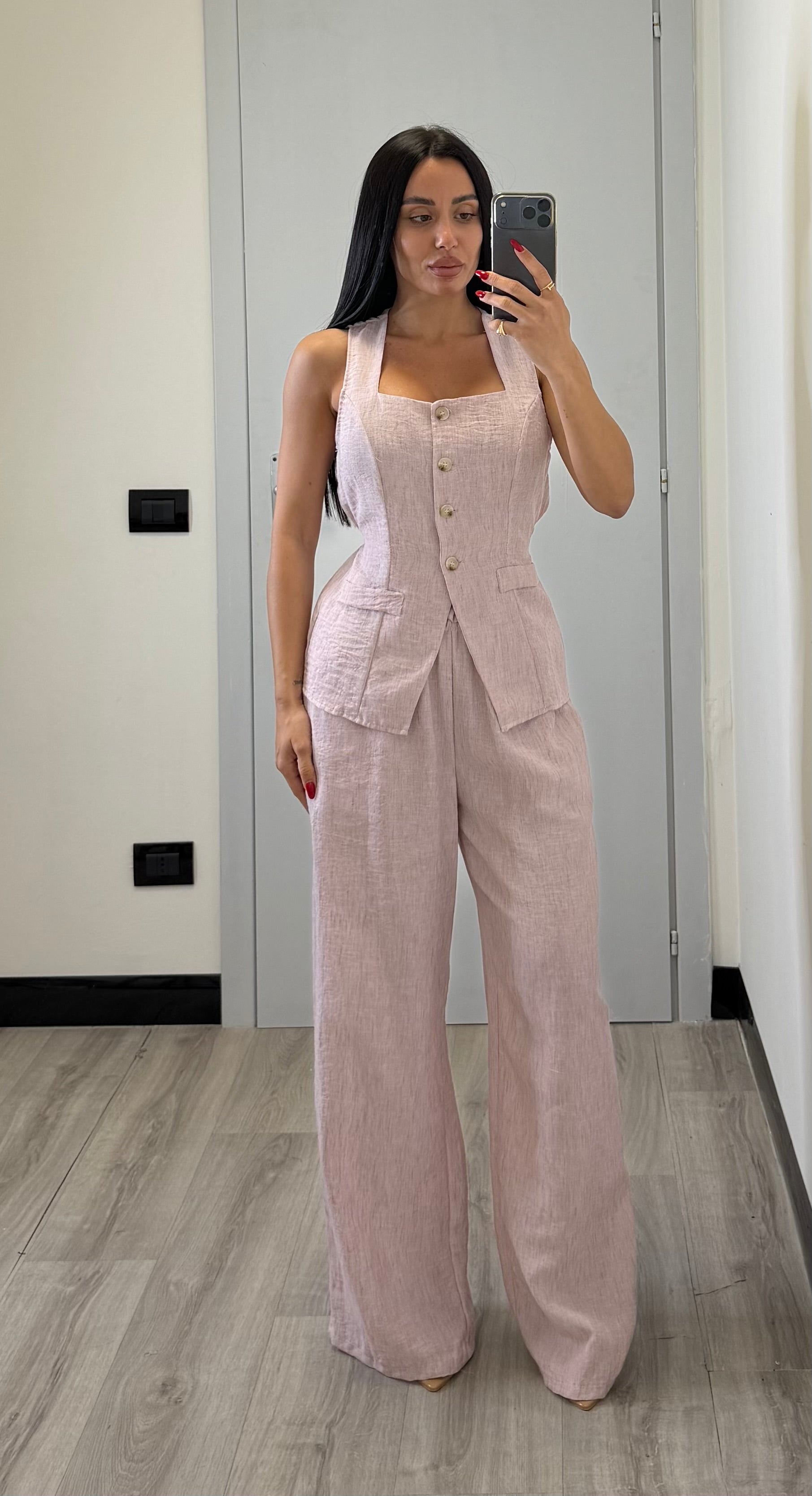 Coordinato con gilet in lino