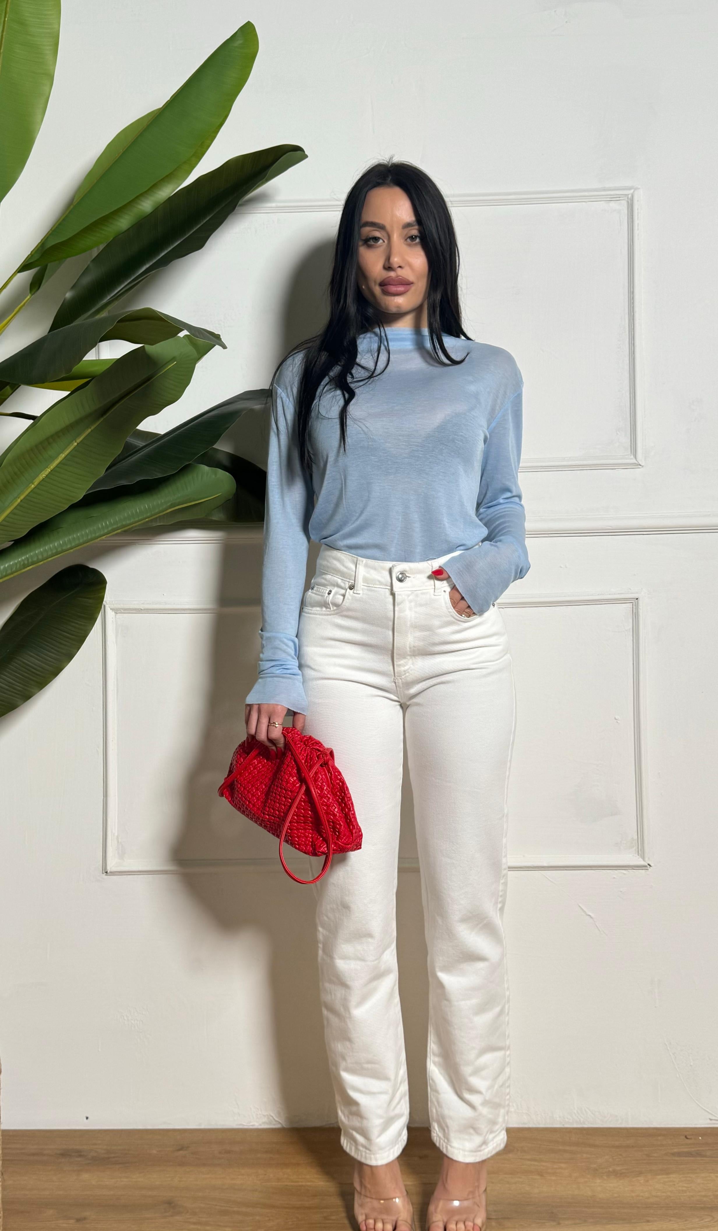 Jeans vita alta bianco