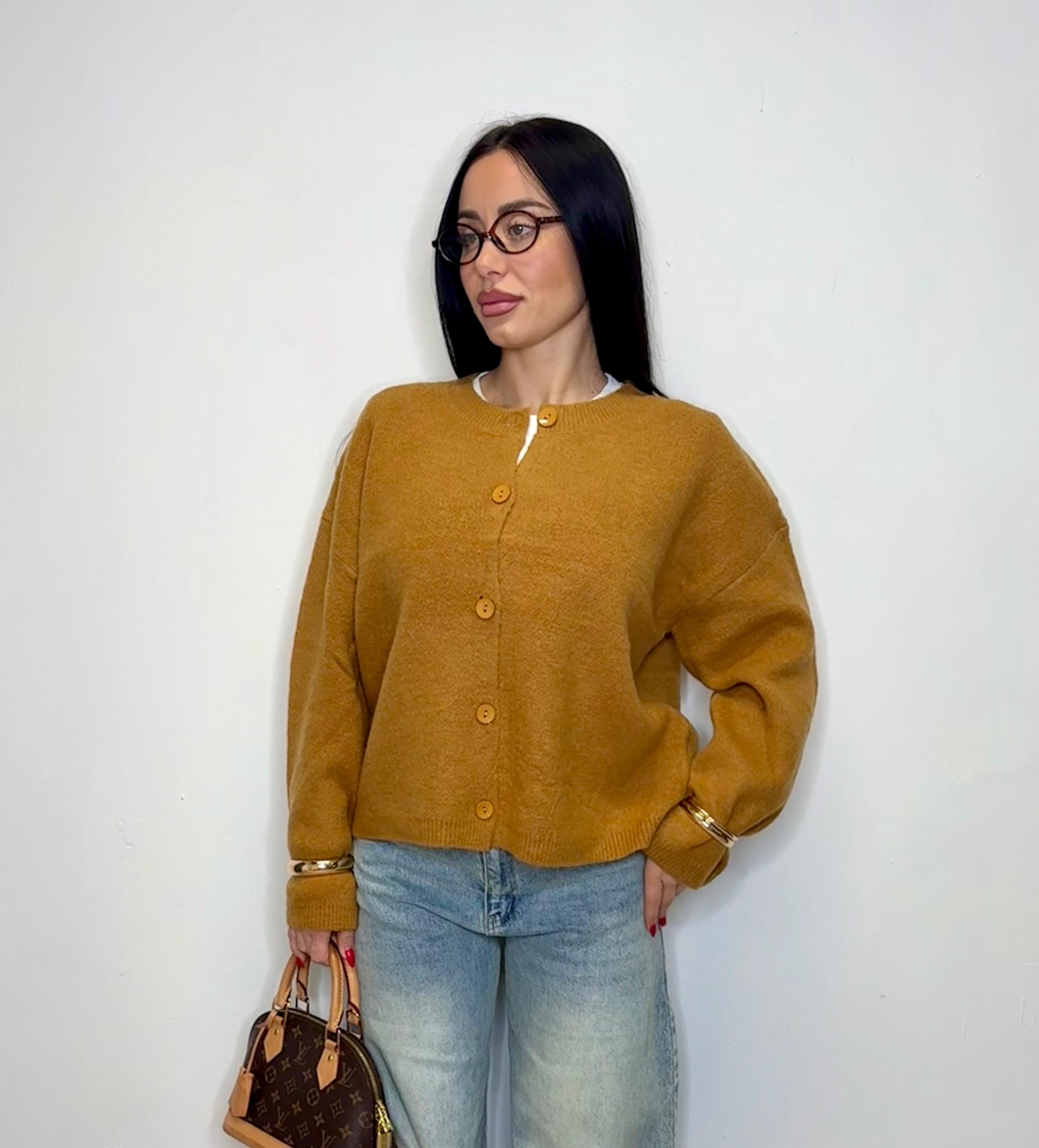 Cardigan in lana girocollo