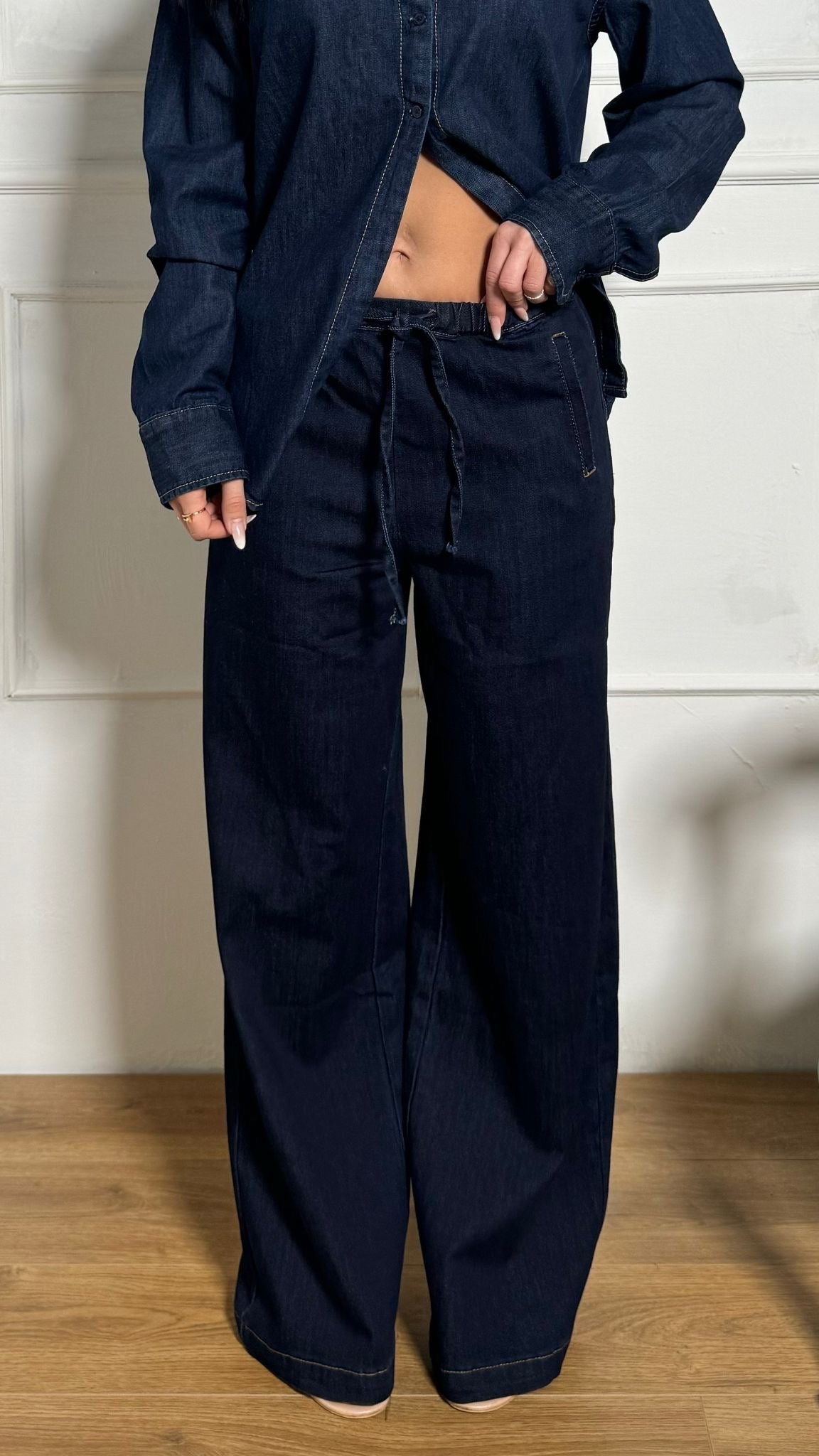 Jeans con elastico denim scuro