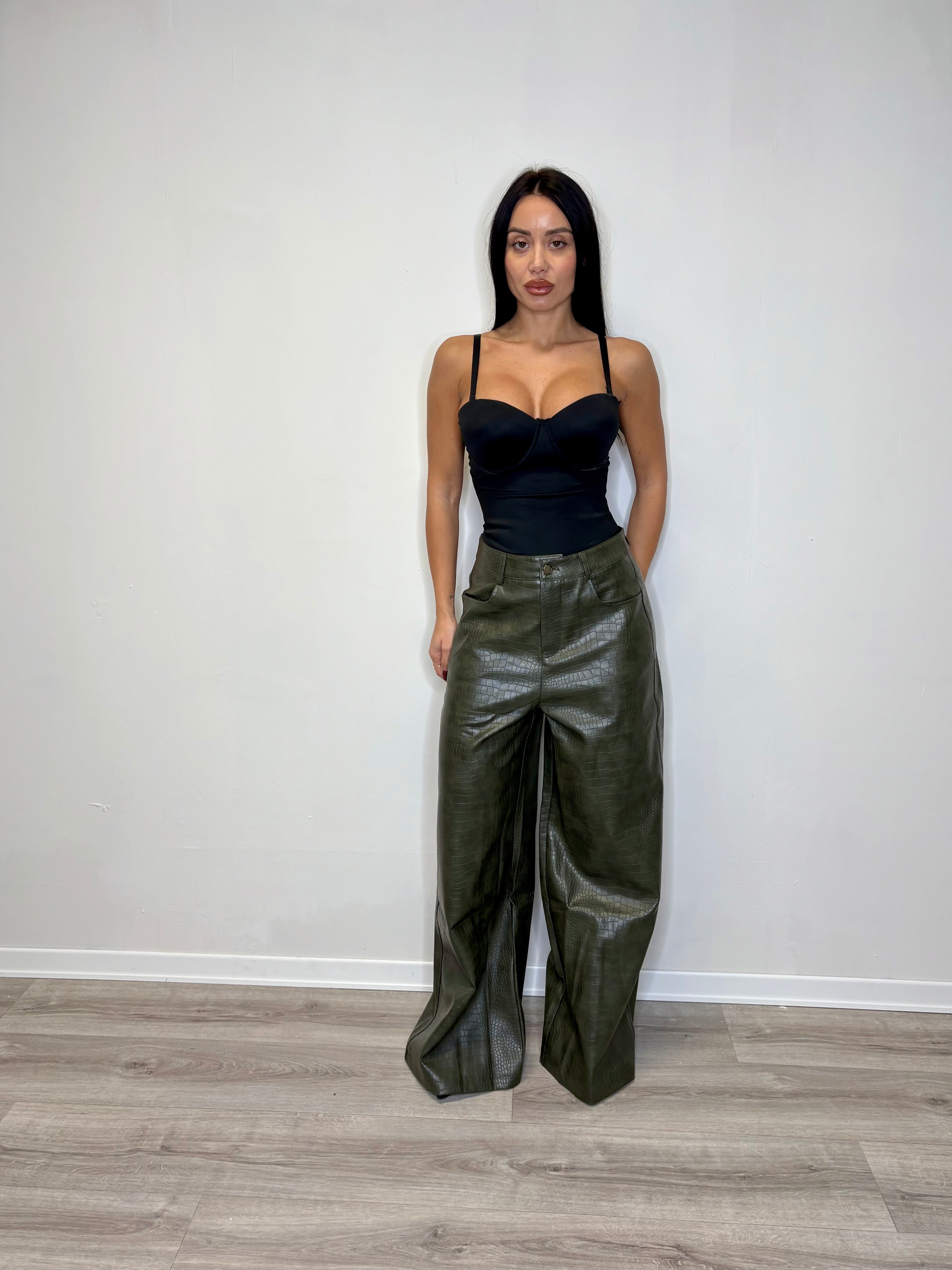 Pantalone ecopelle pitonato