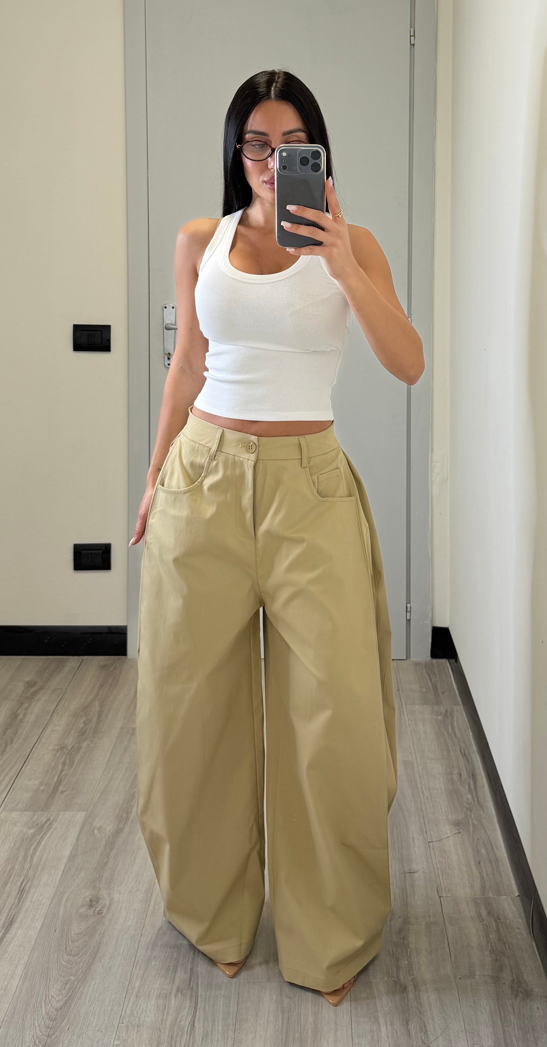 Pantalone ballon beige