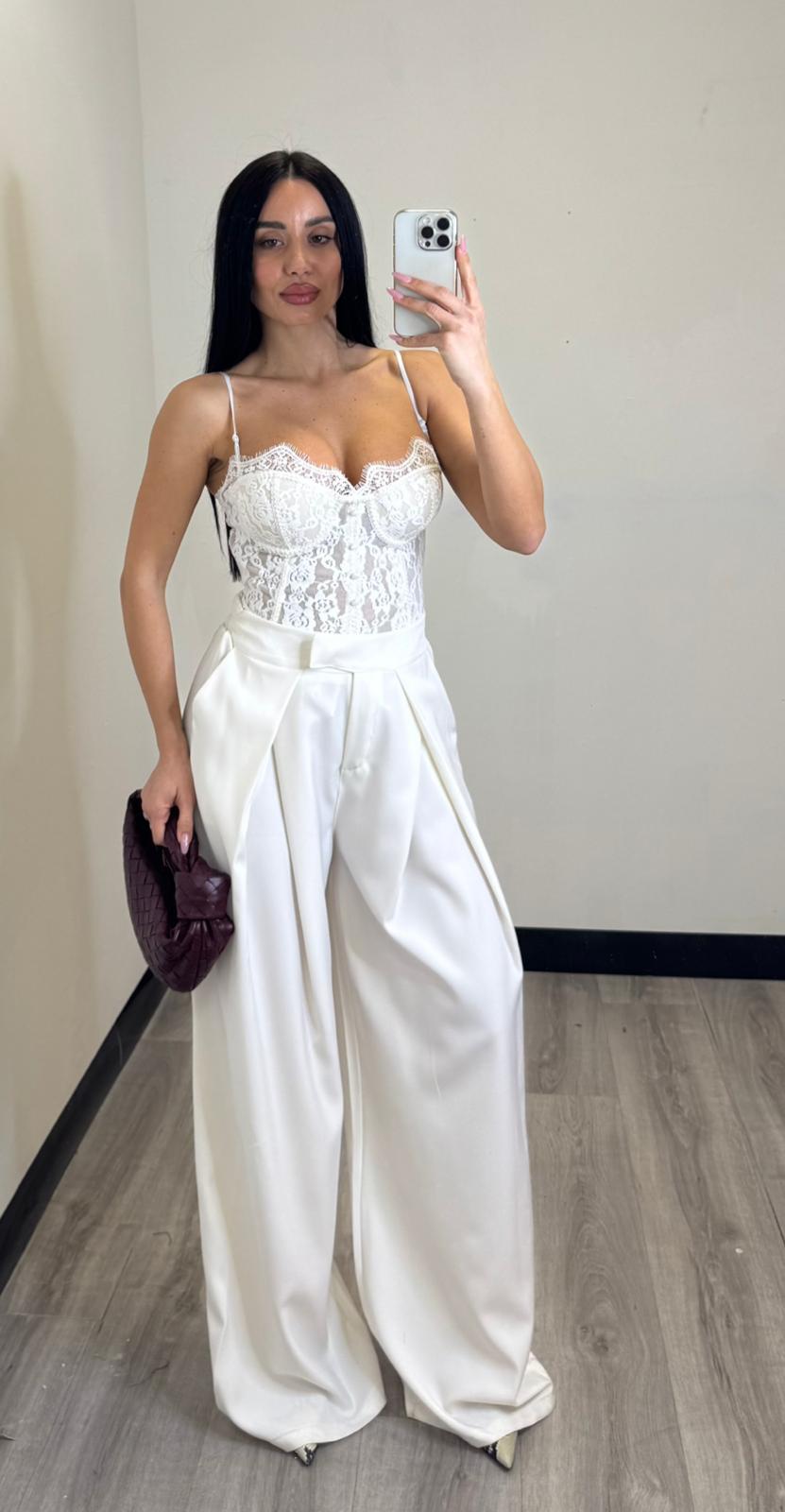 Pantalone palazzo crema