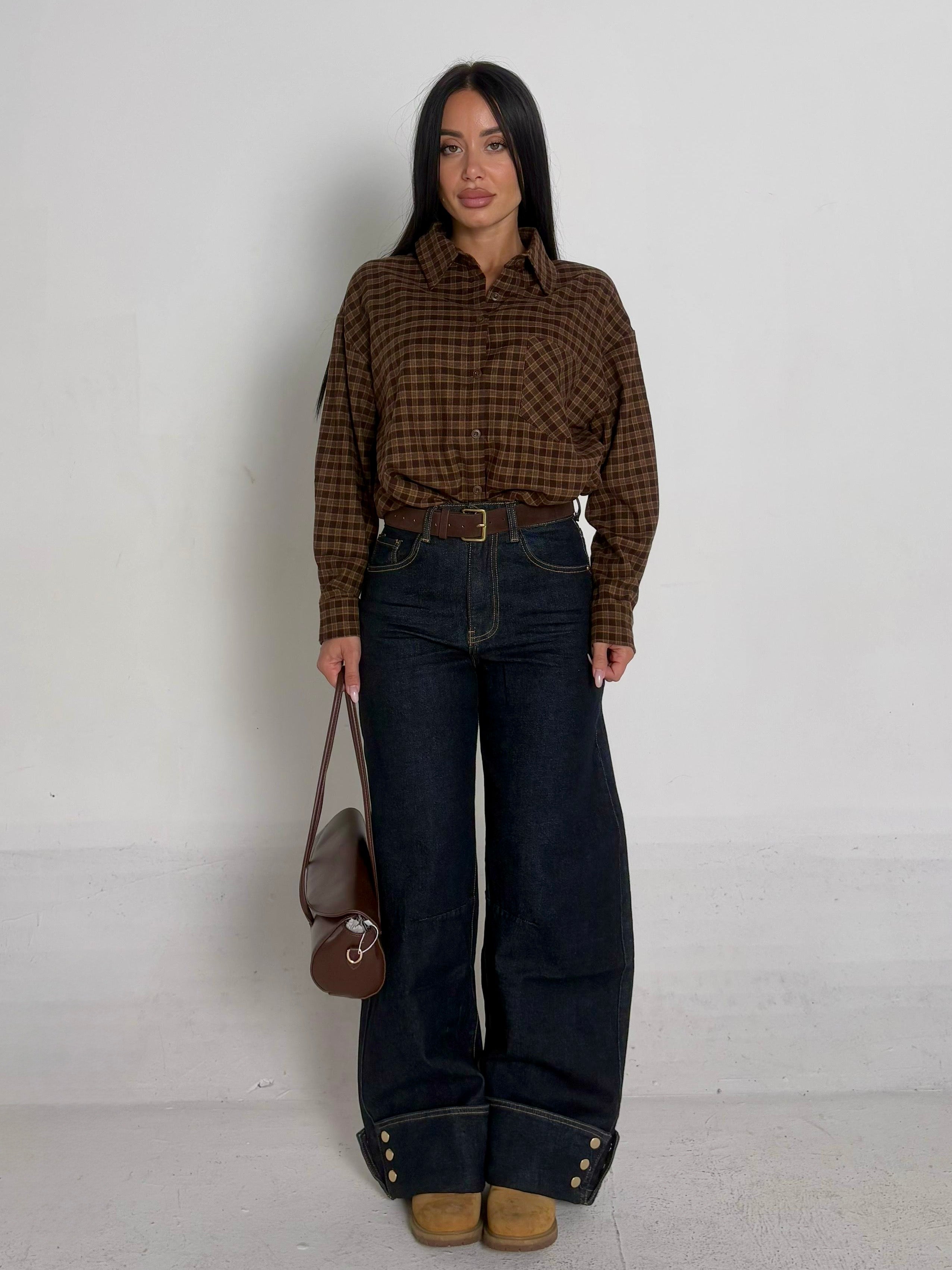 Jeans con piegone lavaggio zero