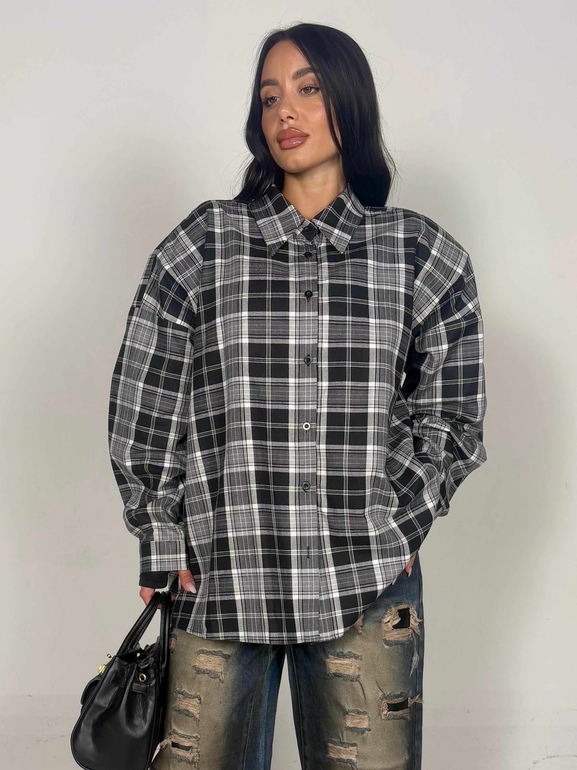 Camicia scozzese nero