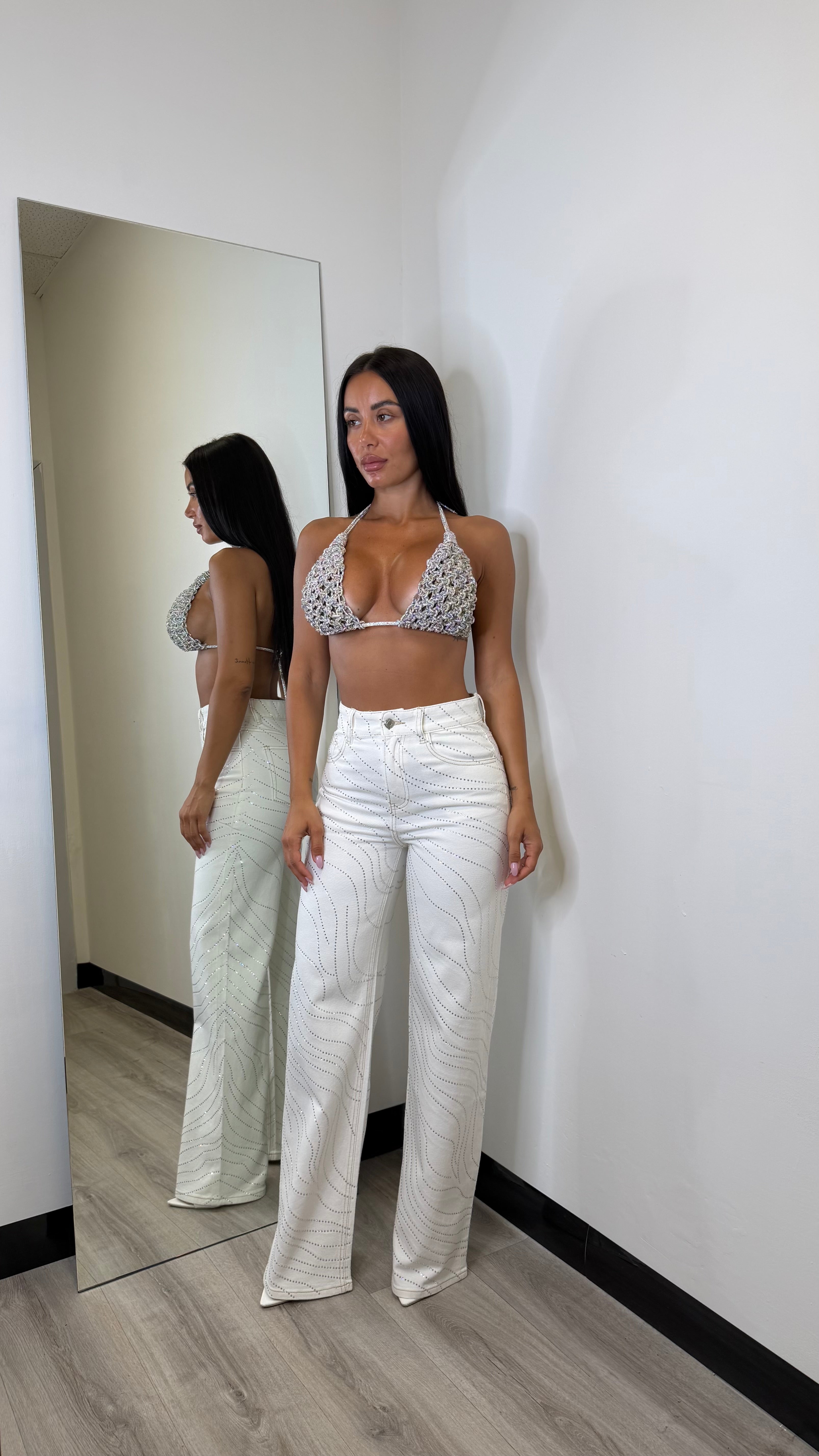 JEANS PALAZZO STRASS