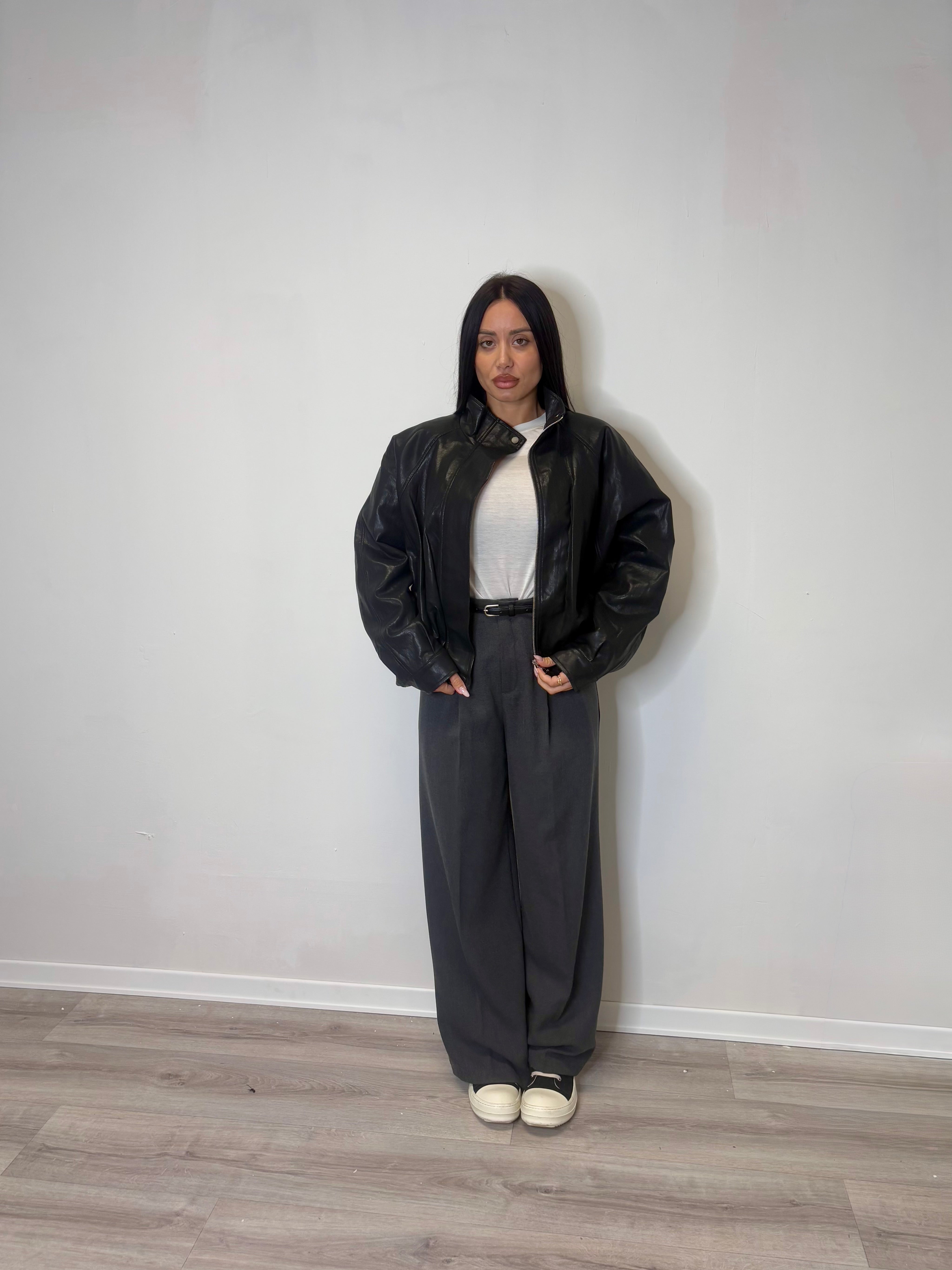 Bomber ecopelle nero