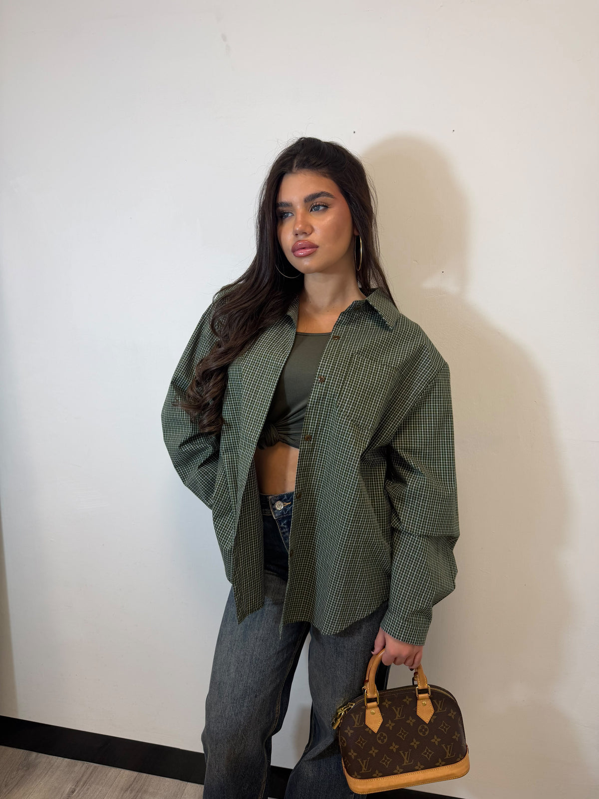 CAMICIA OLIVE GRID SET