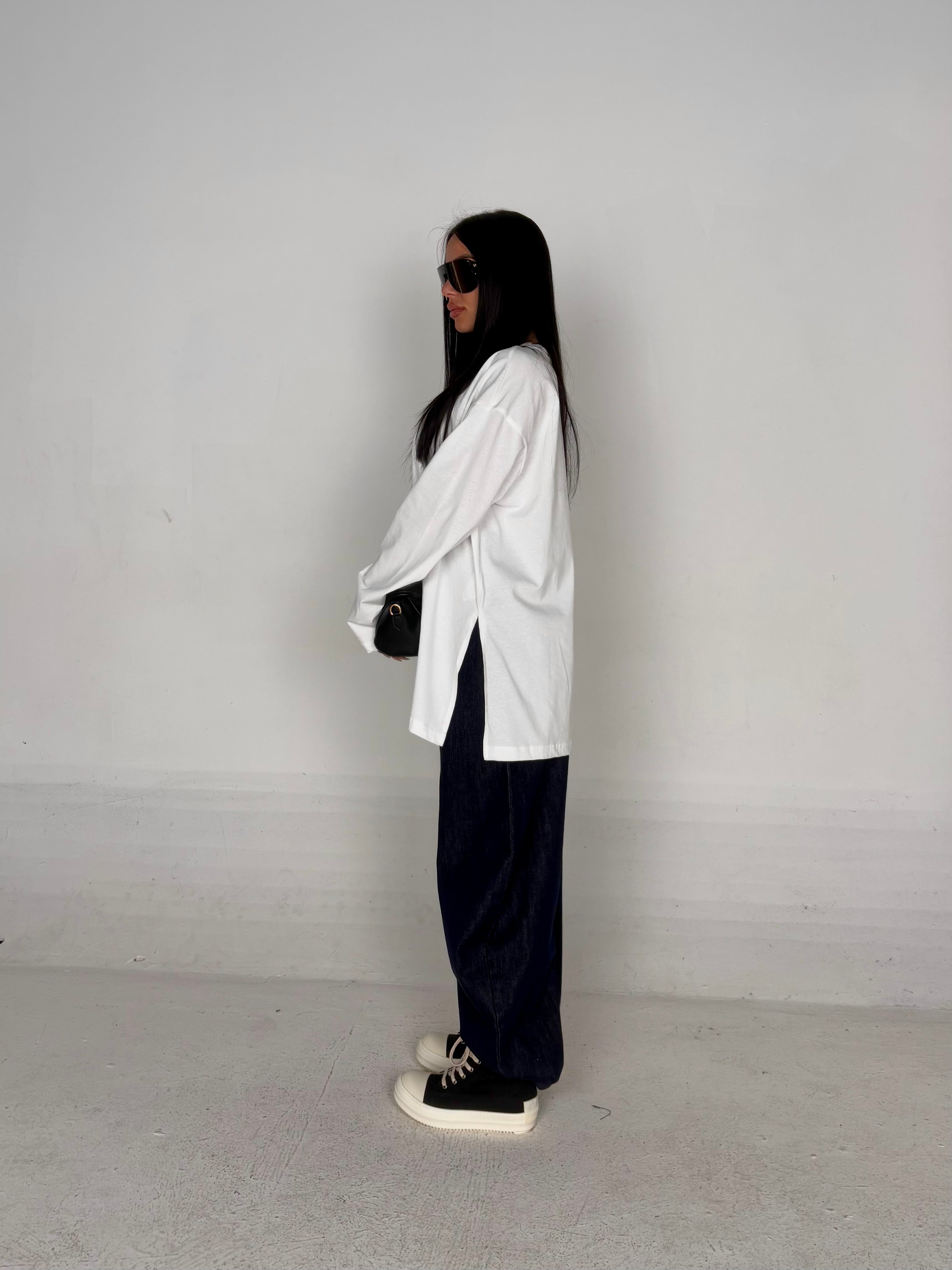 Maglia oversize manica lunga bianco