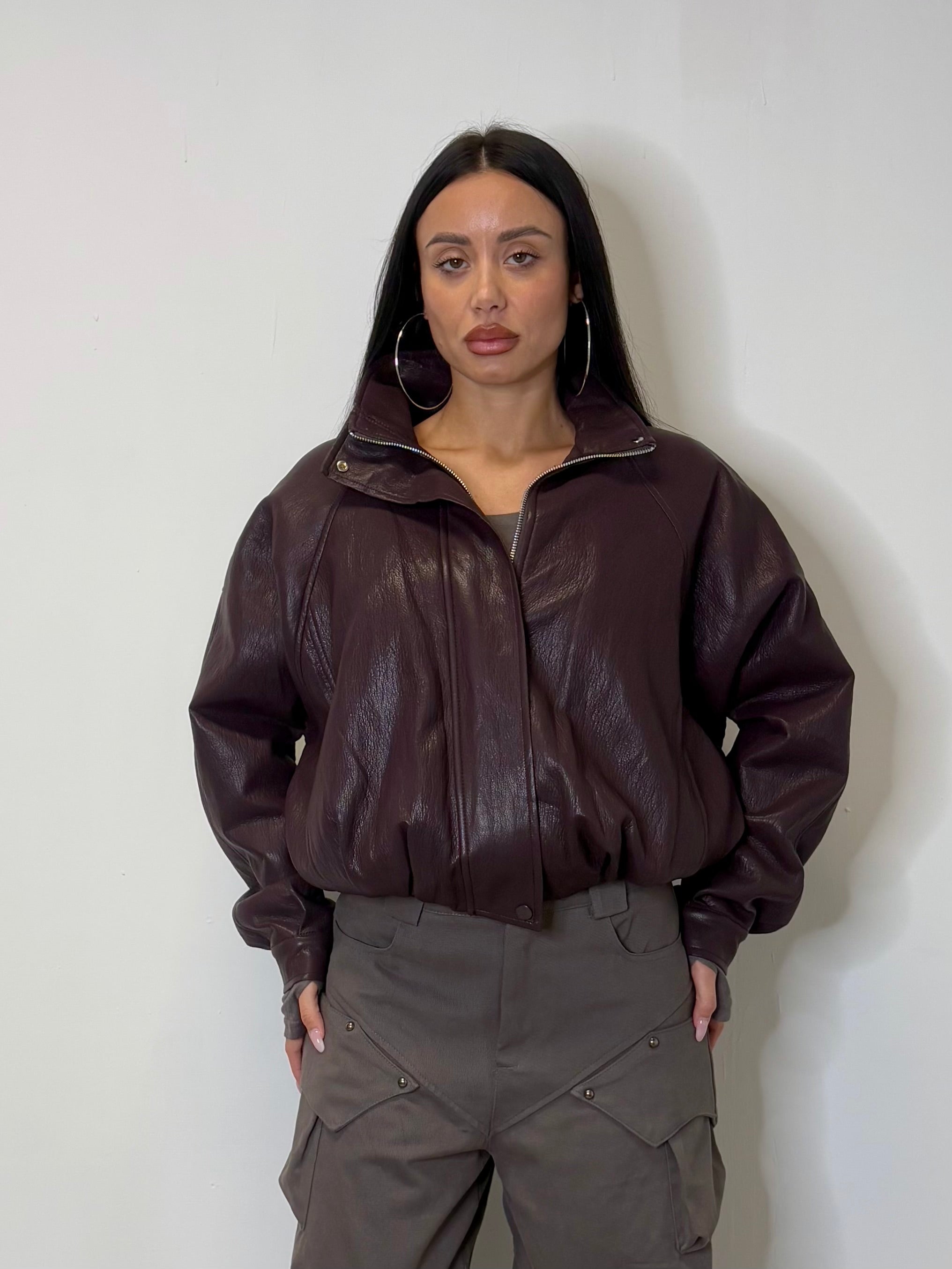 Bomber ecopelle bordeaux