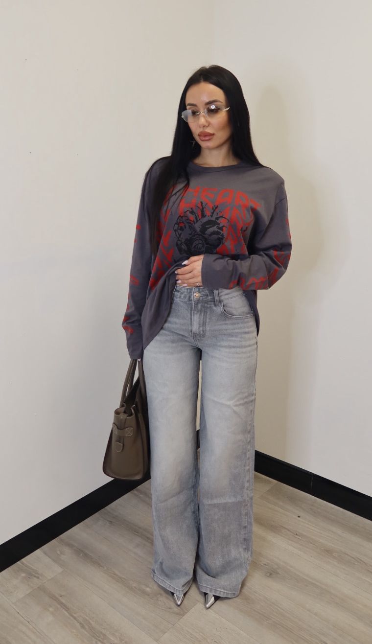 Jeans palazzo grigio cod.892