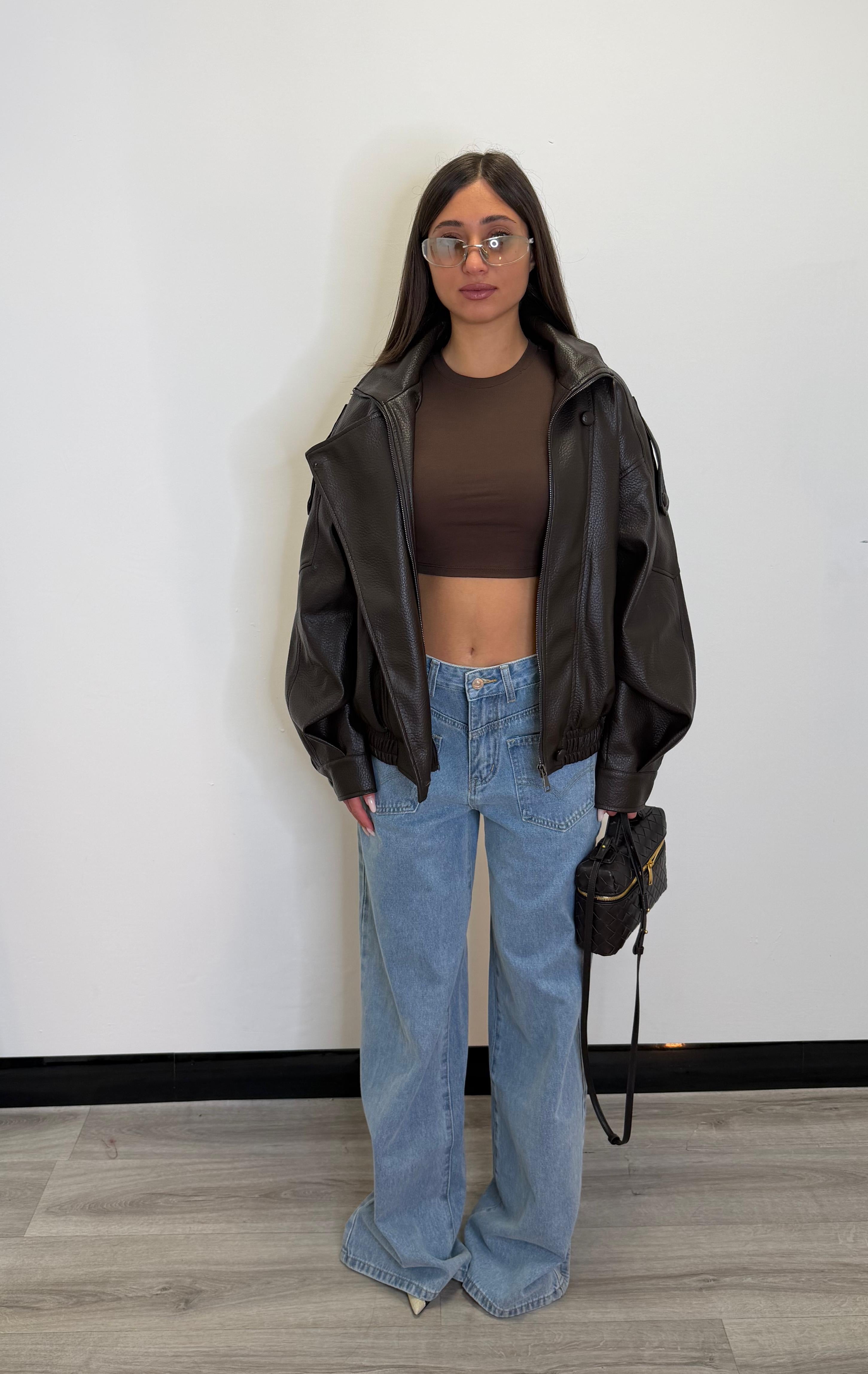 Chiodo in ecopelle oversize
