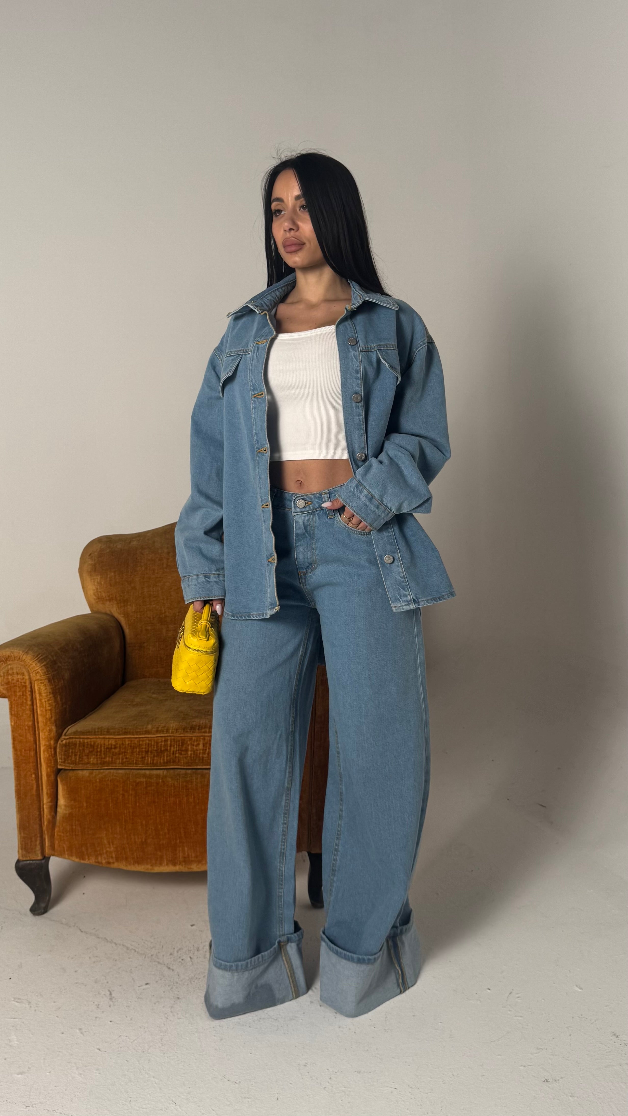 Coordinato jeans con piegone