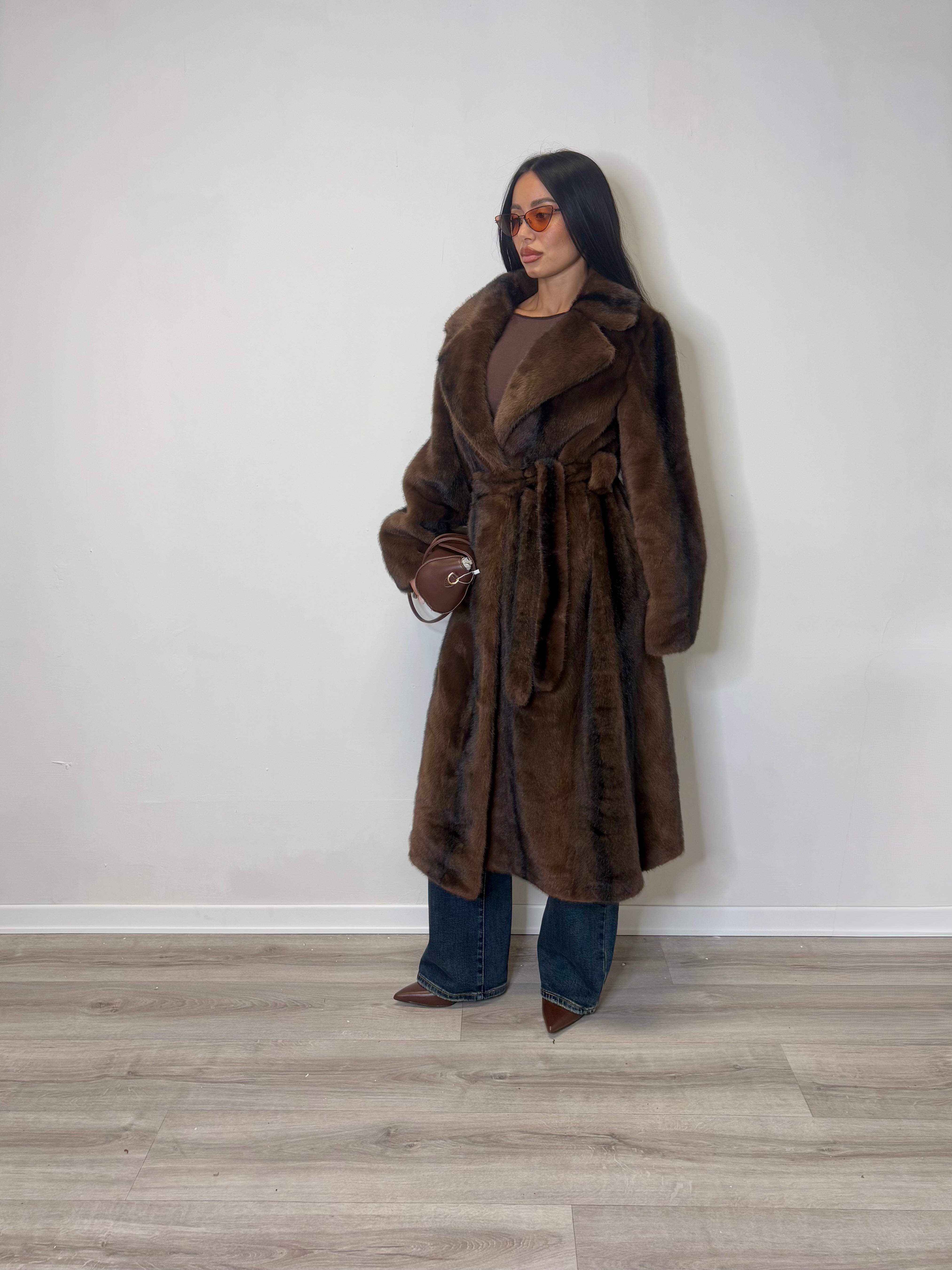 Fur coat marrone