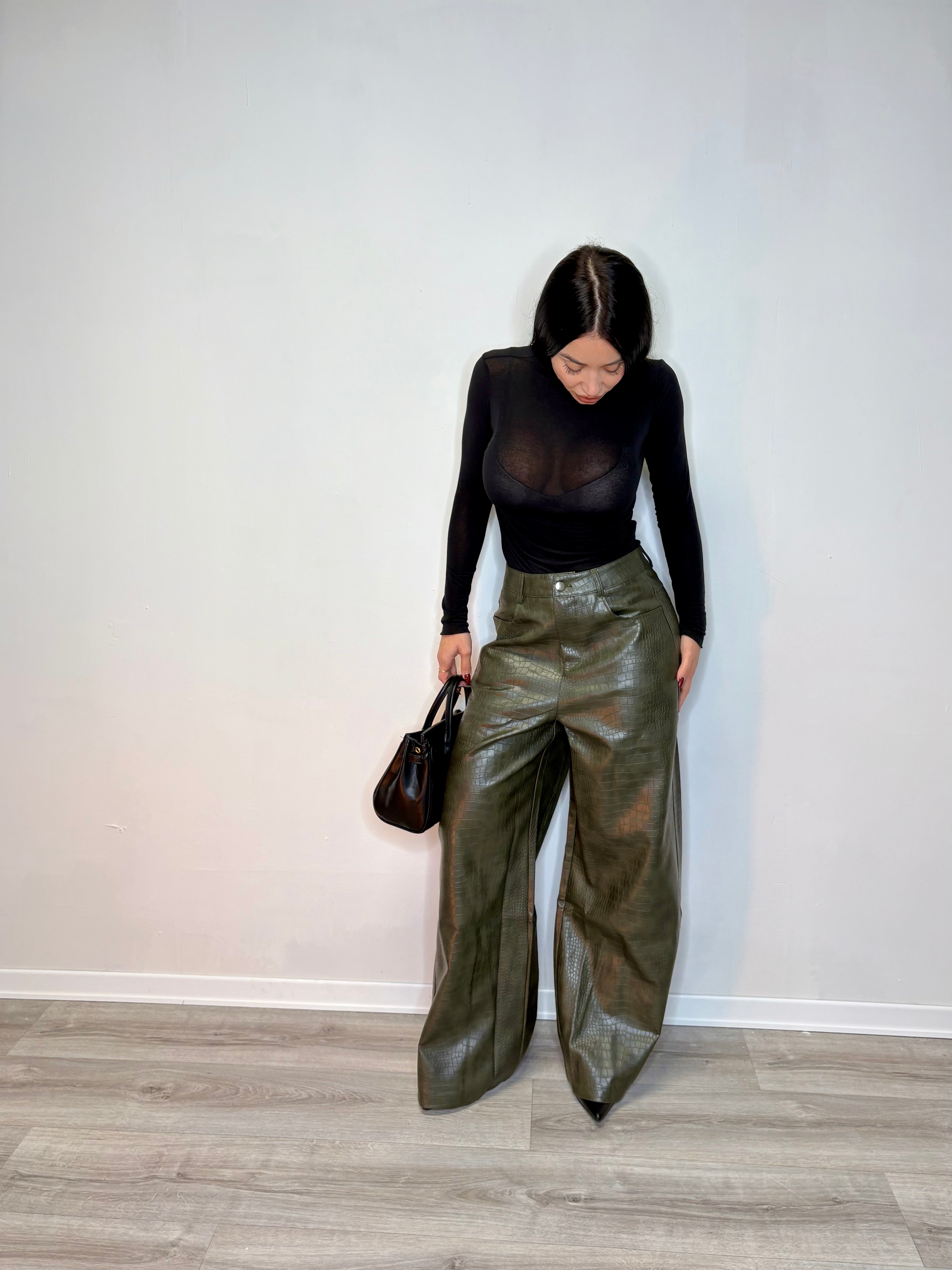 Pantalone ecopelle pitonato