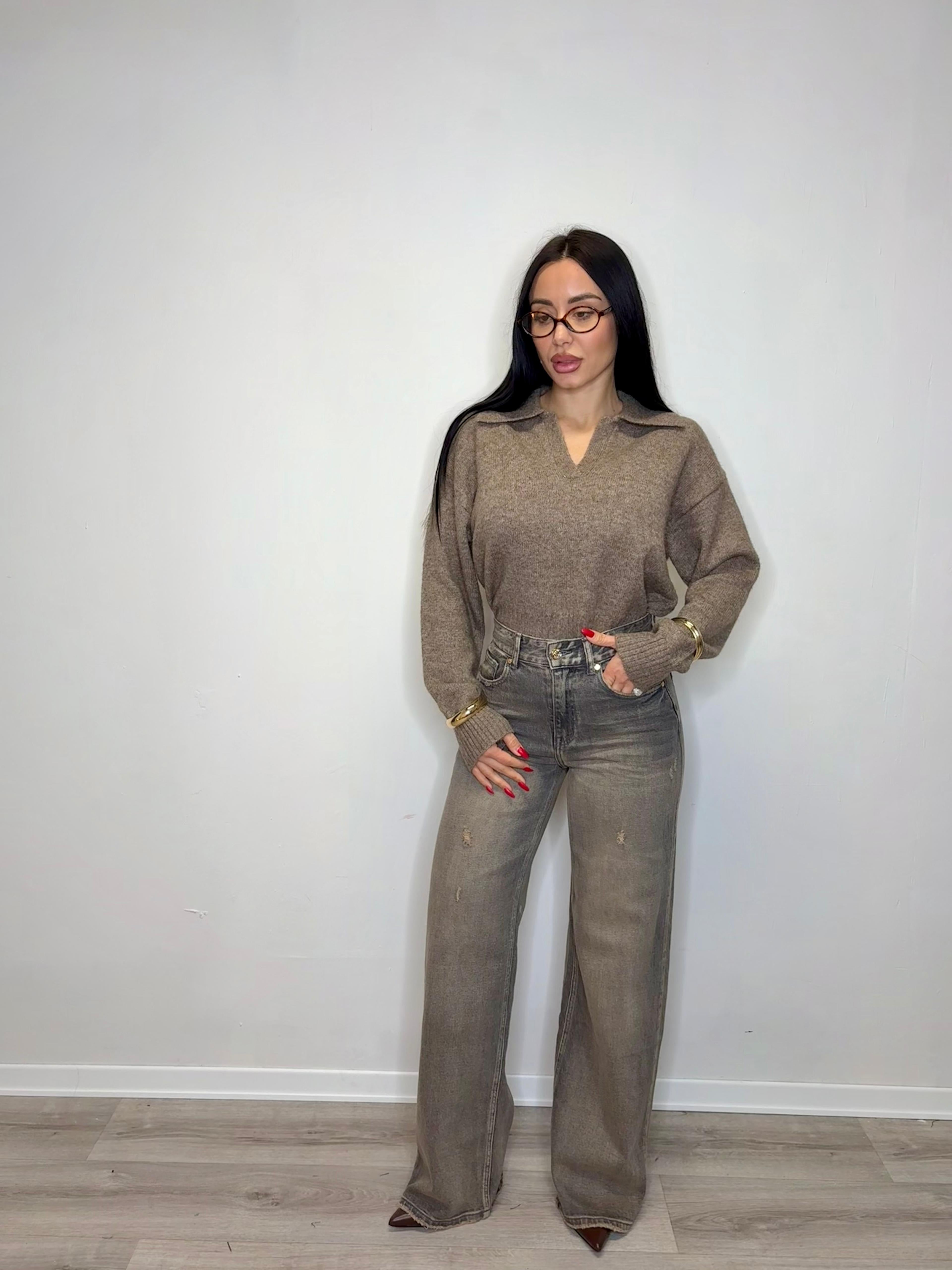 Jeans palazzo sabbiato cod.5213