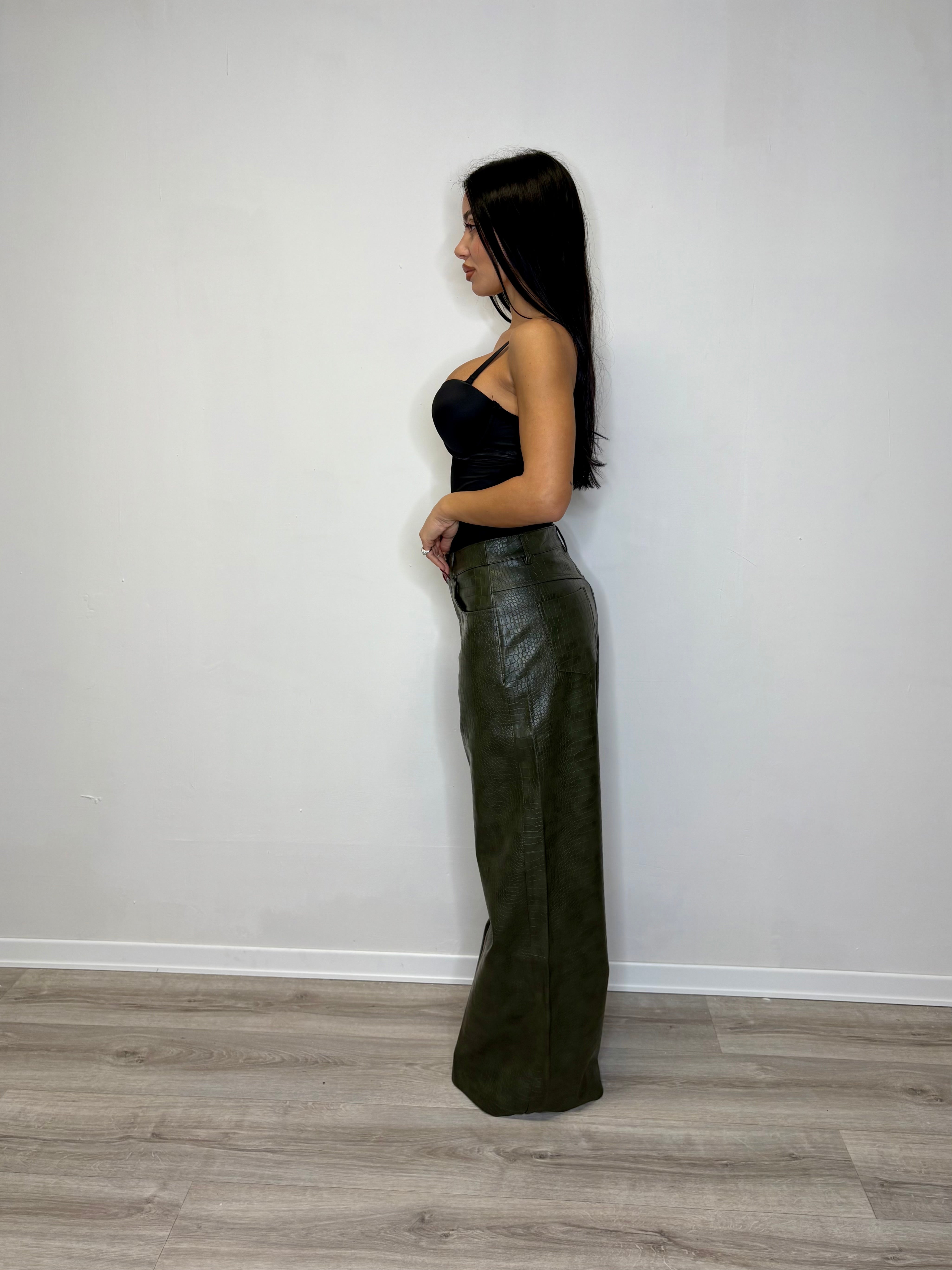 Pantalone ecopelle pitonato