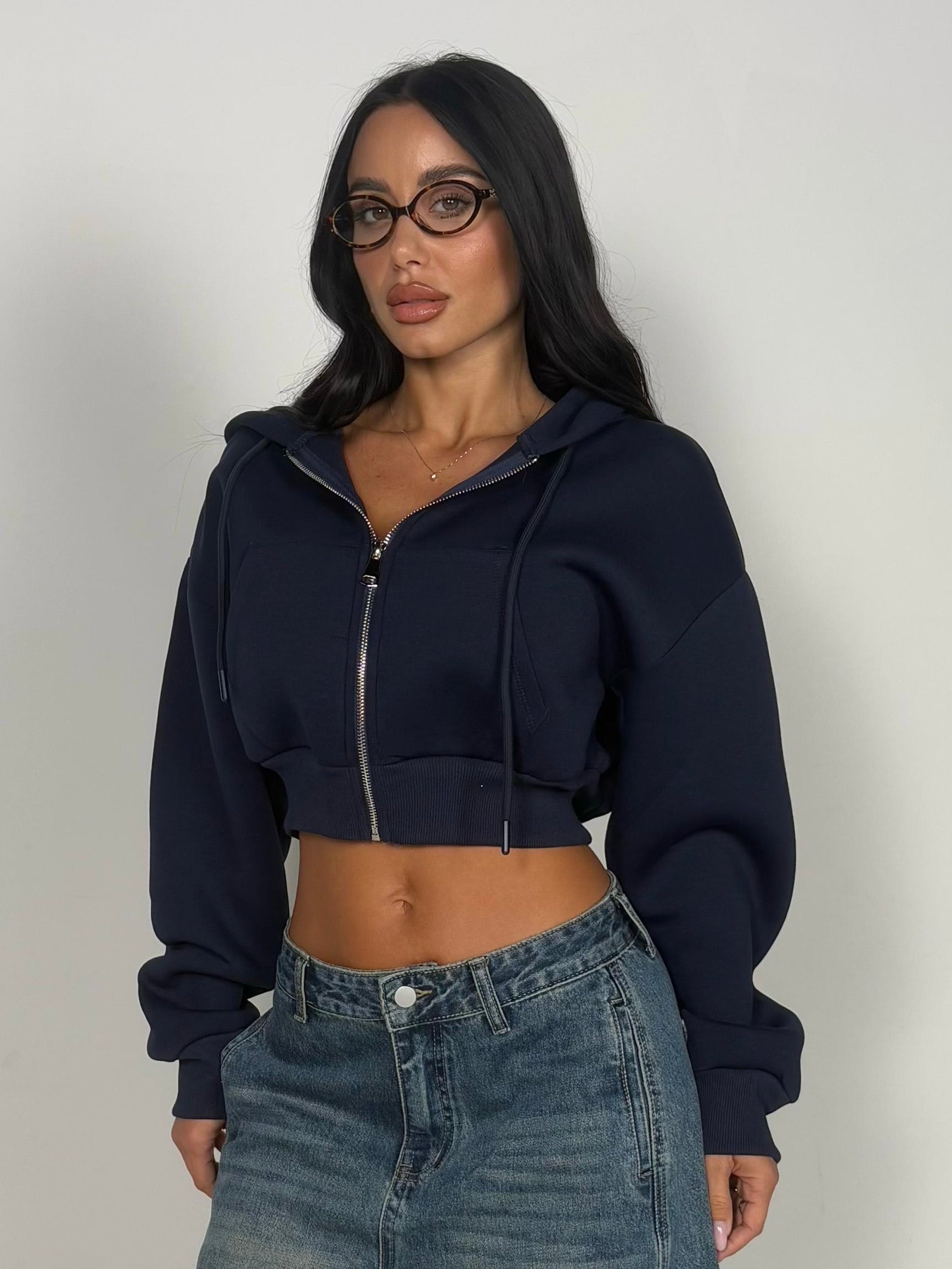 Felpa crop blu