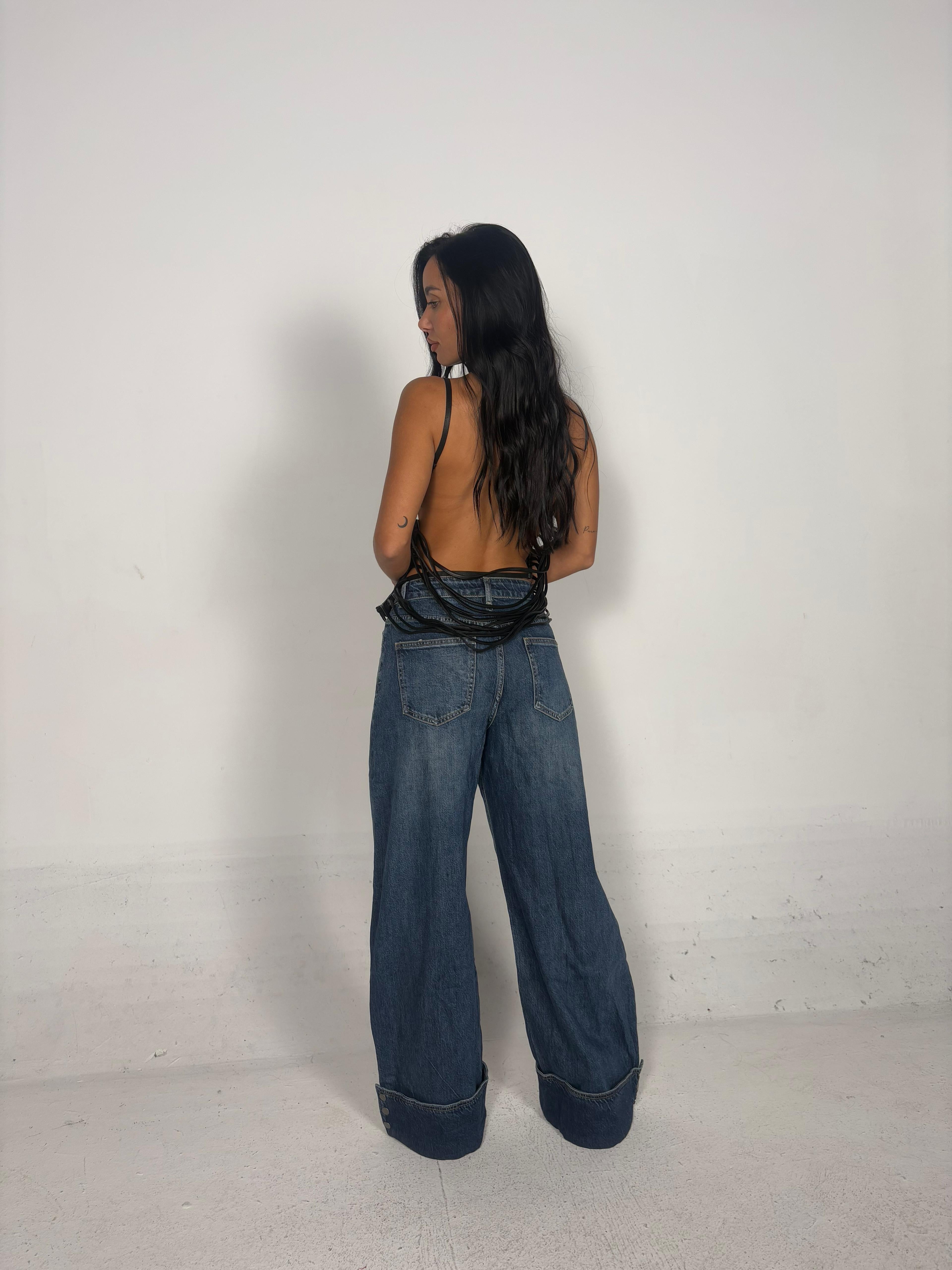 Jeans con piegone lavaggio chiaro