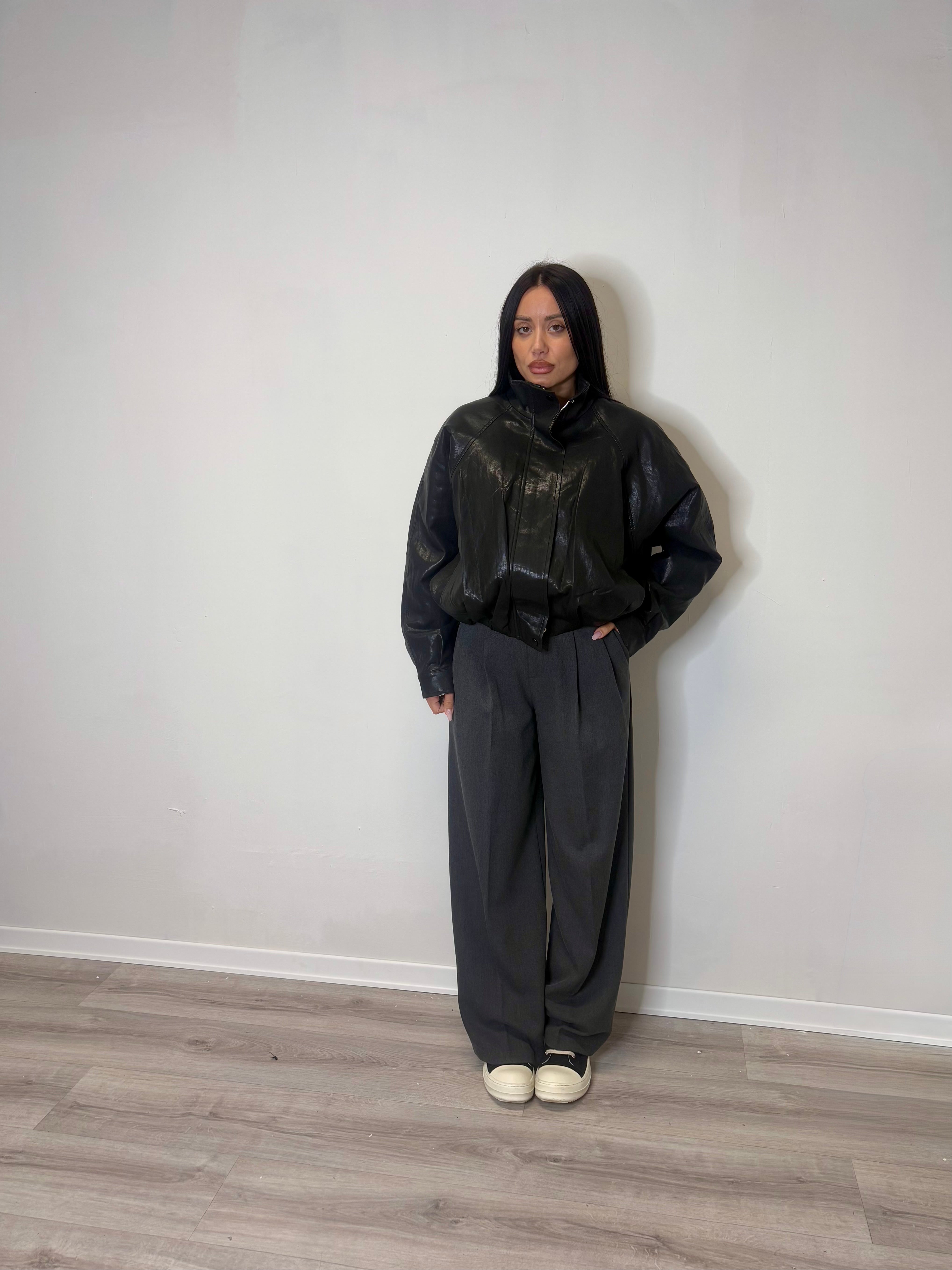 Bomber ecopelle nero