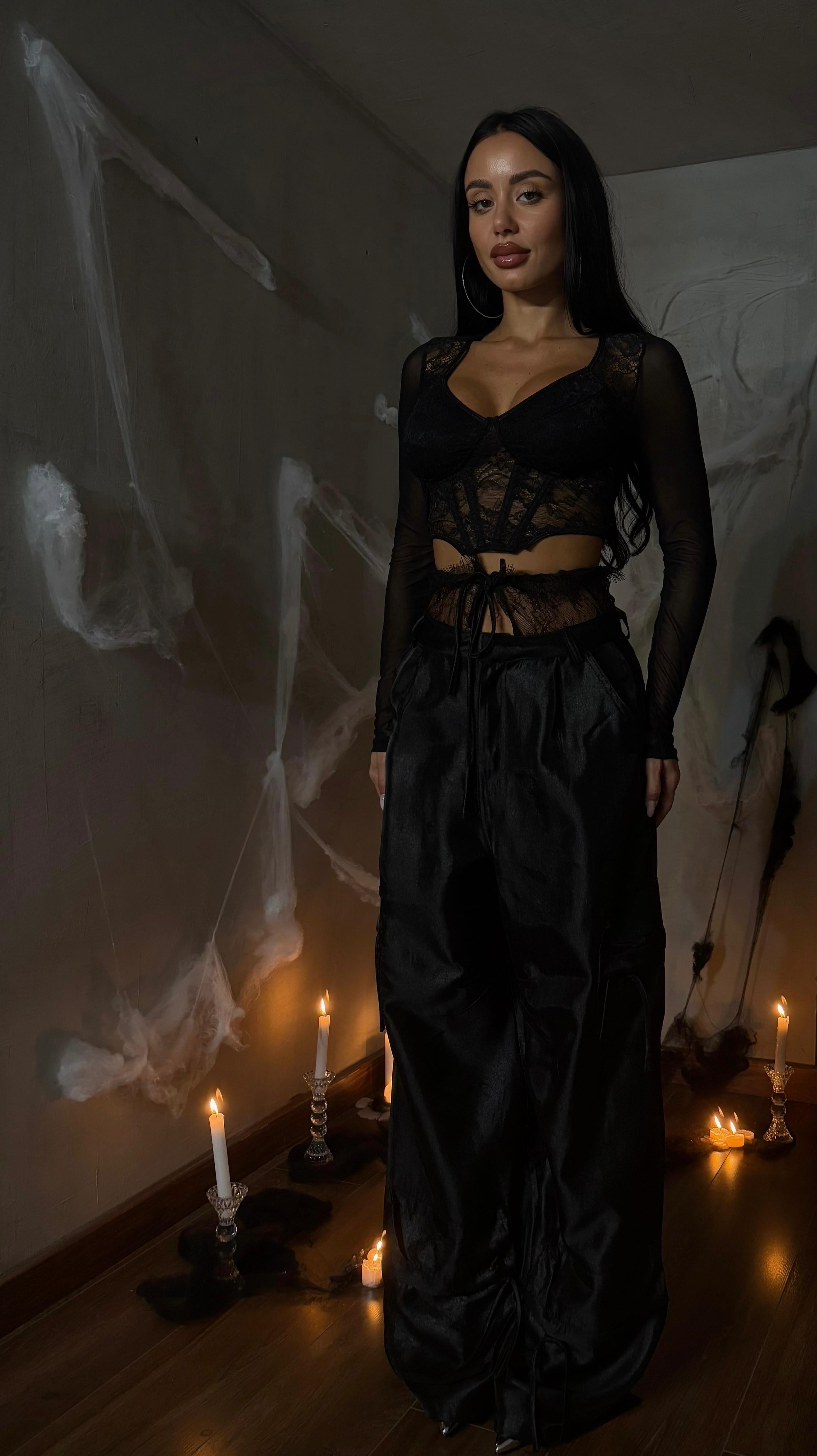 Pantalone con tasconi satinato