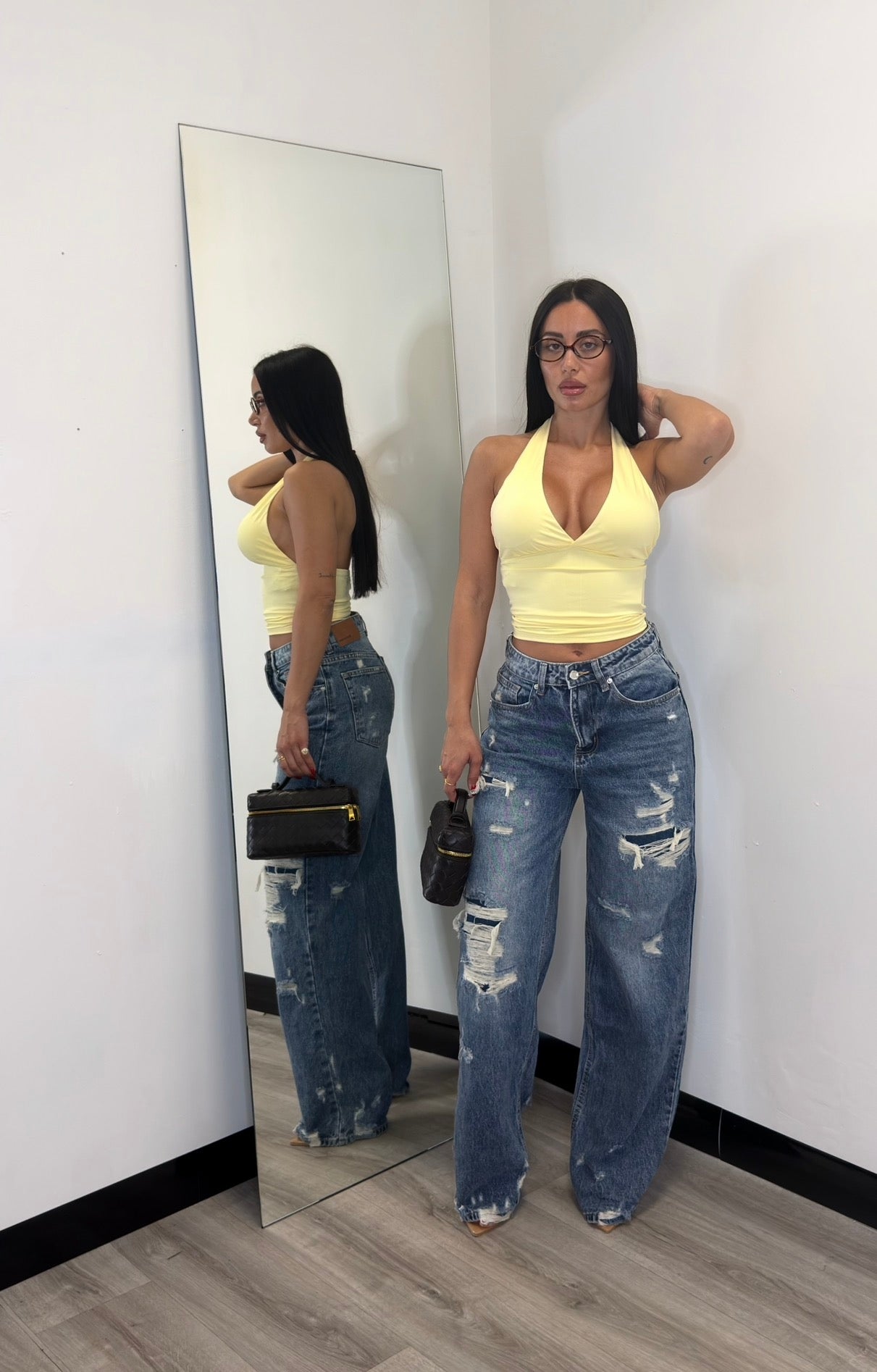 Jeans con strappi lavaggio scuro