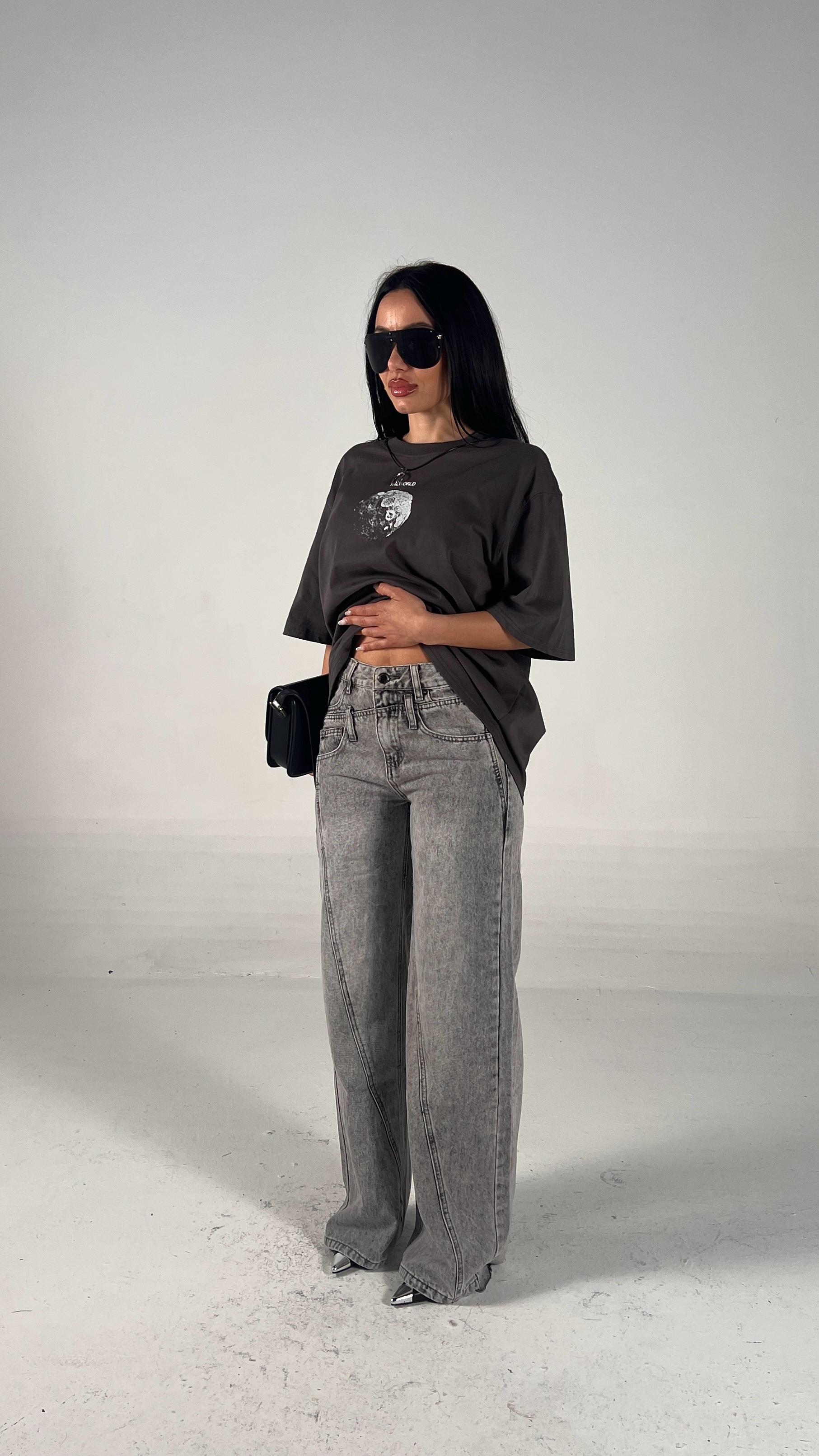 Jeans grigio palazzo