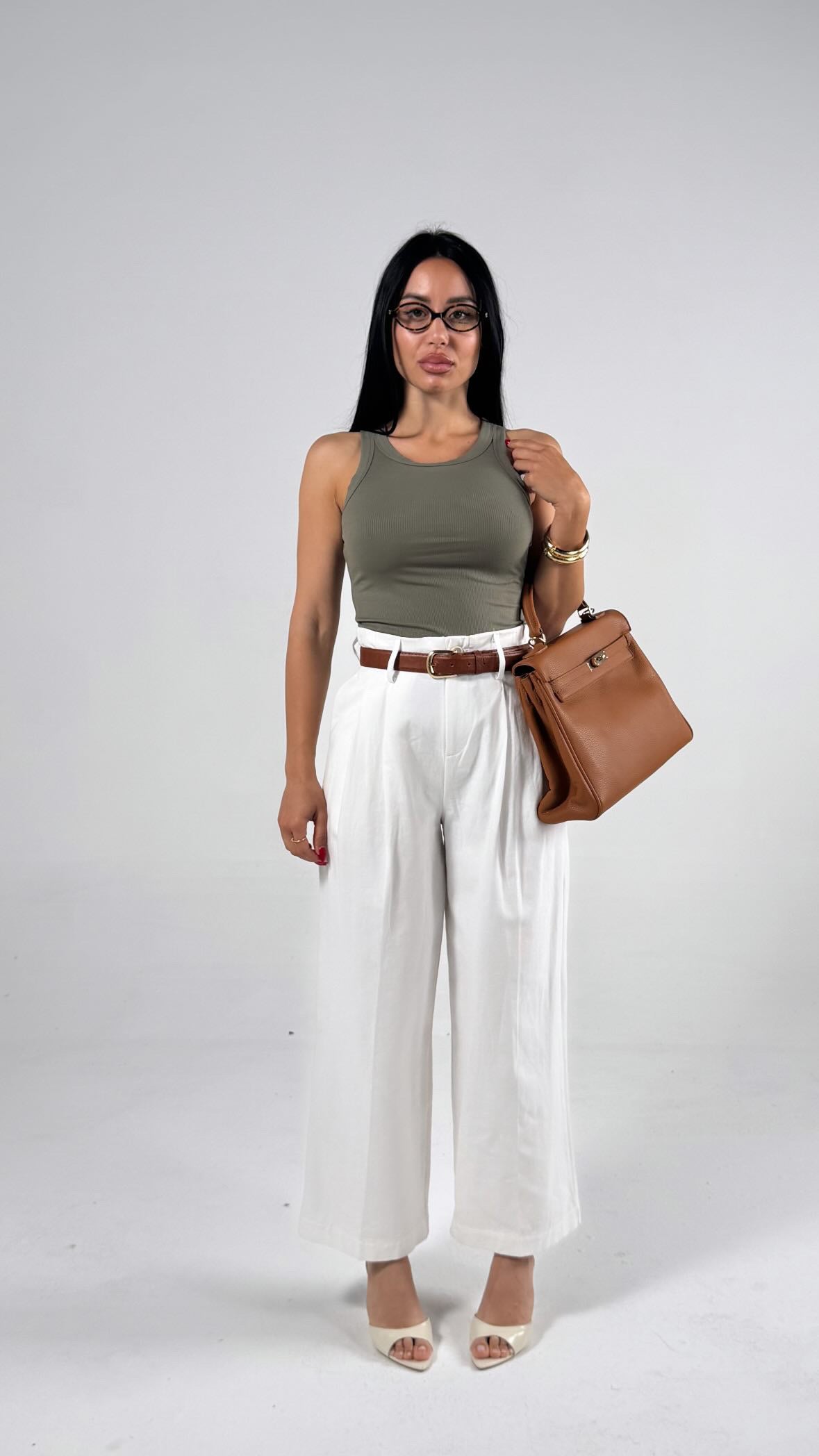 Pantalone con cintura BIANCO
