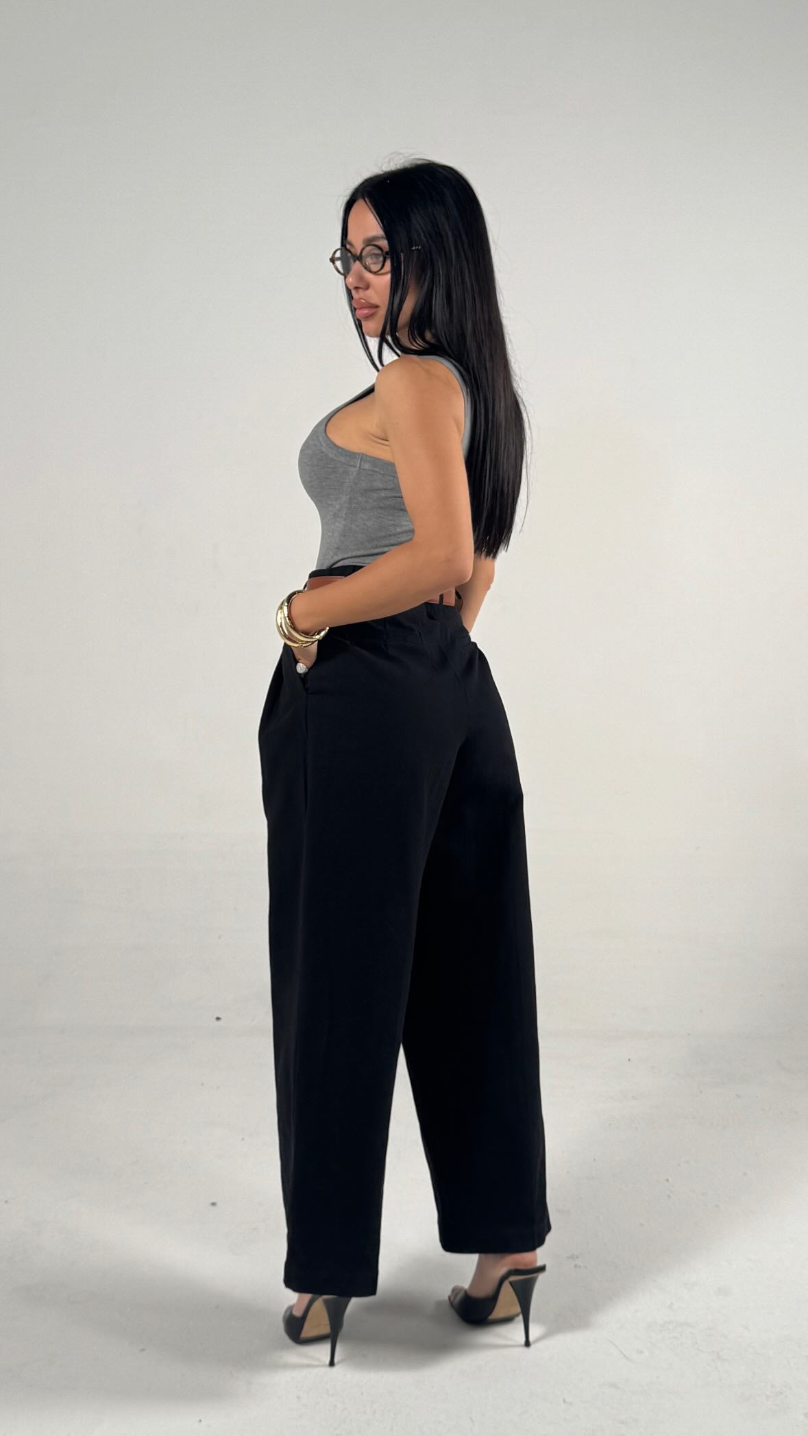 Pantalone con cintura NERO