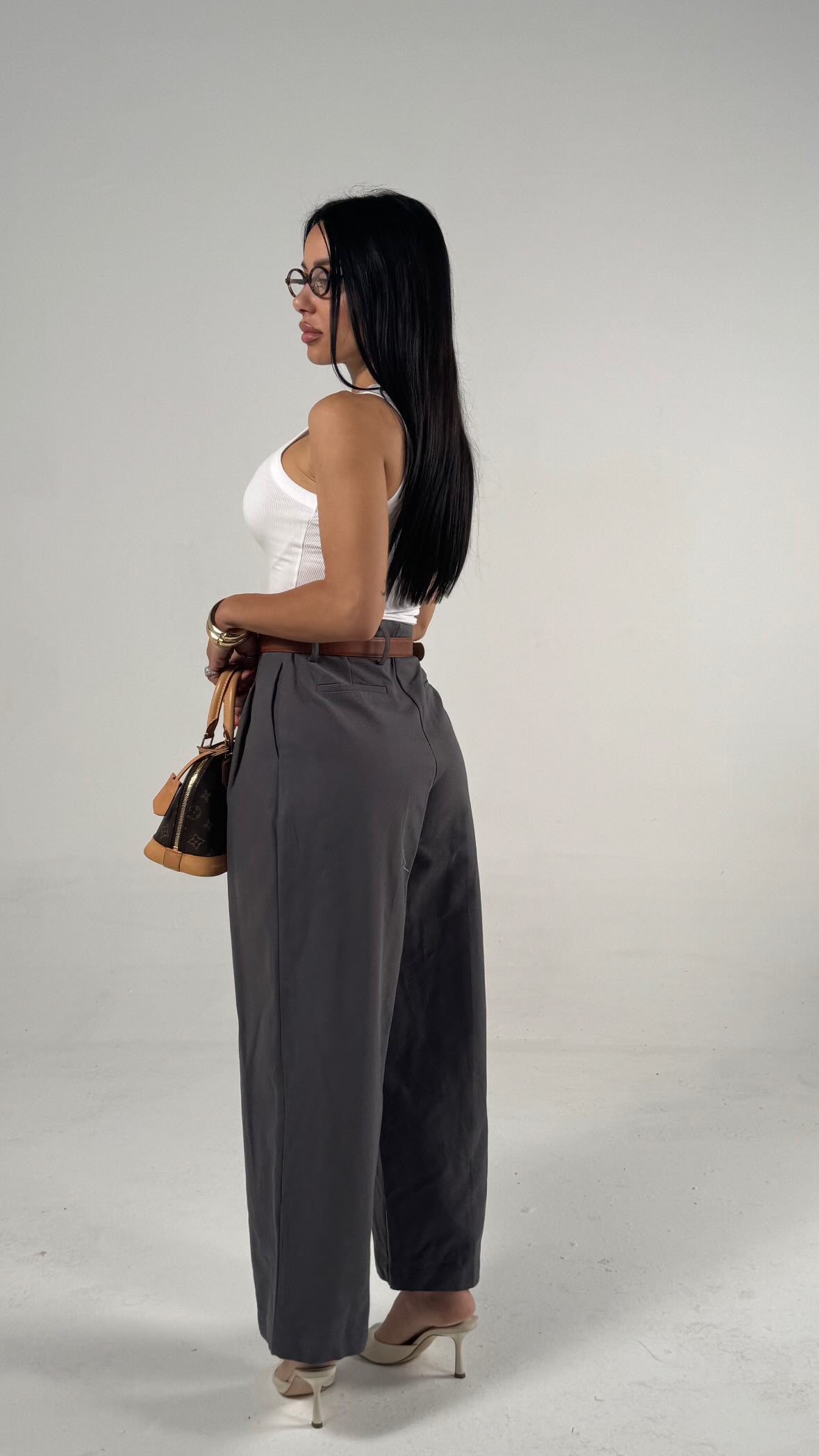 Pantalone con cintura grigio