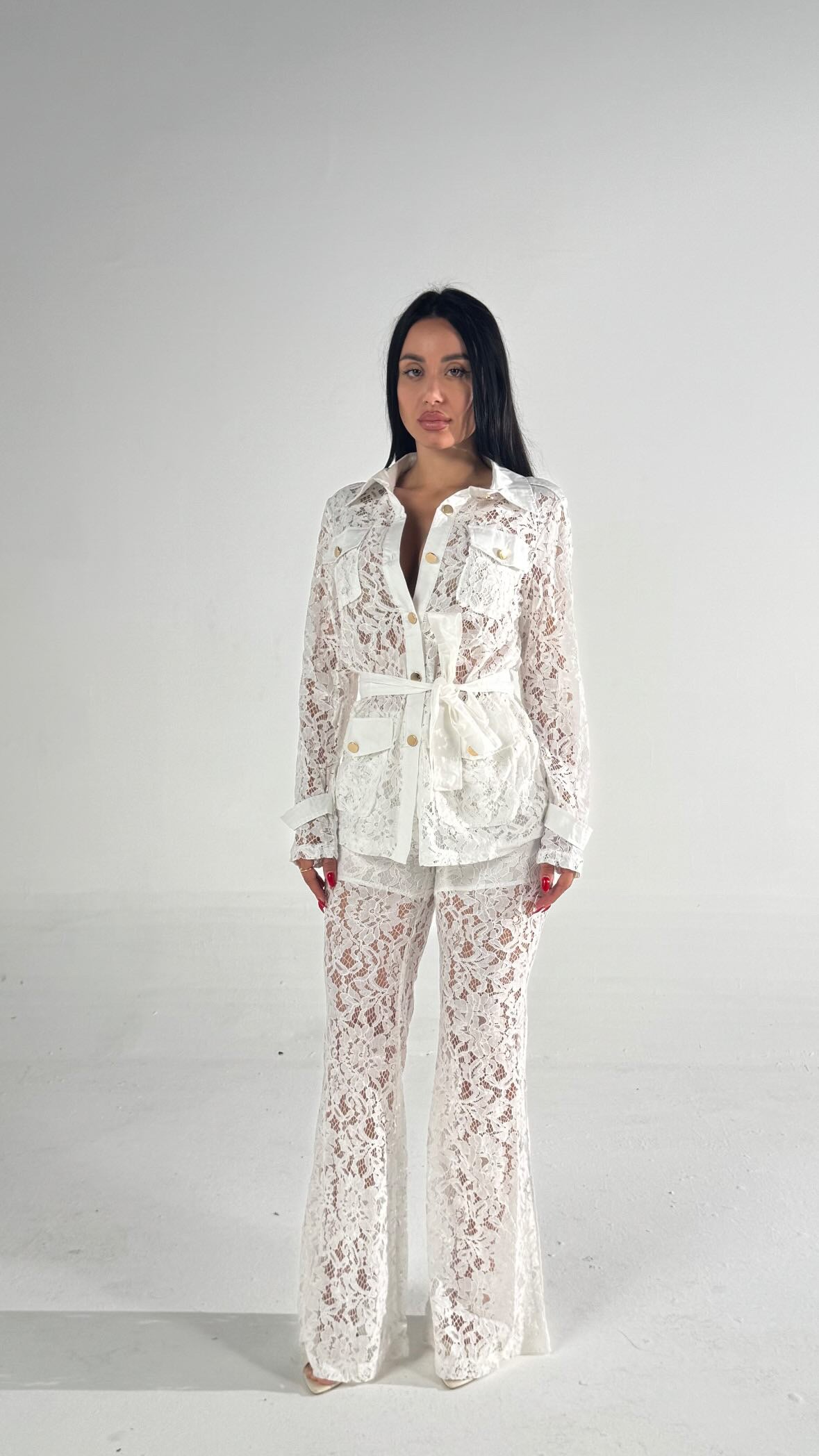 Tailleur in pizzo bianco