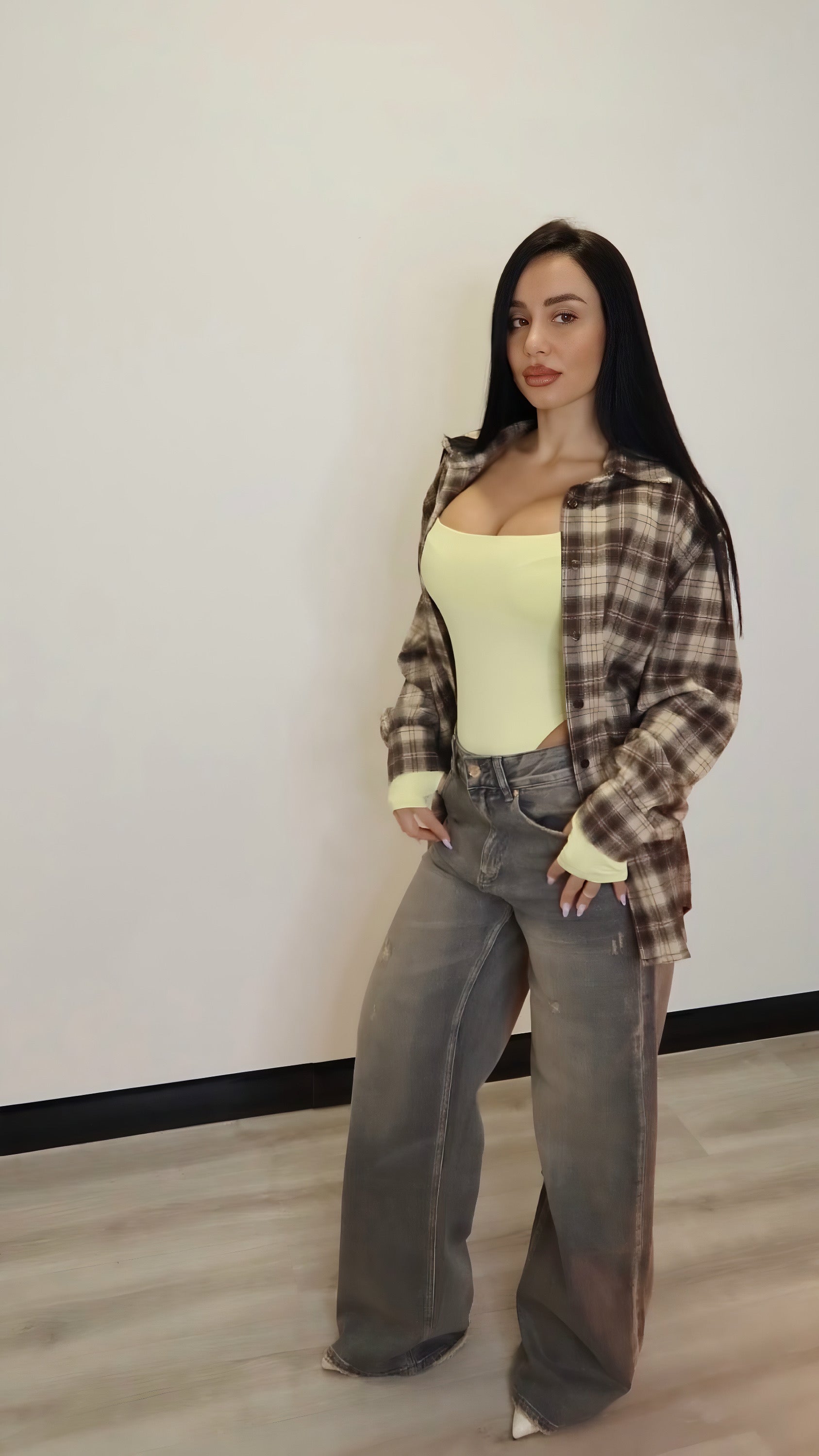 Camicia scozzese marrone