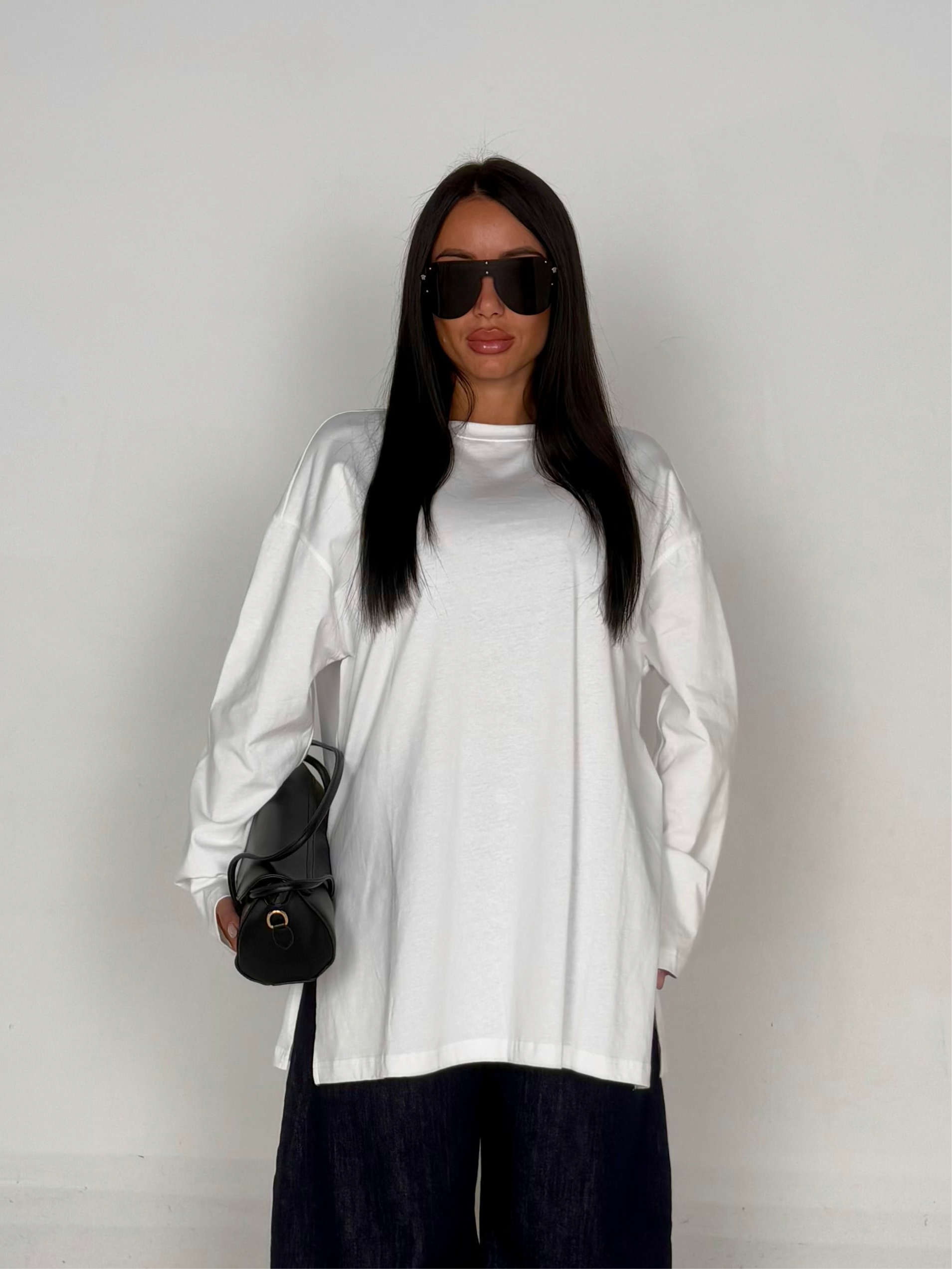 Maglia oversize manica lunga bianco