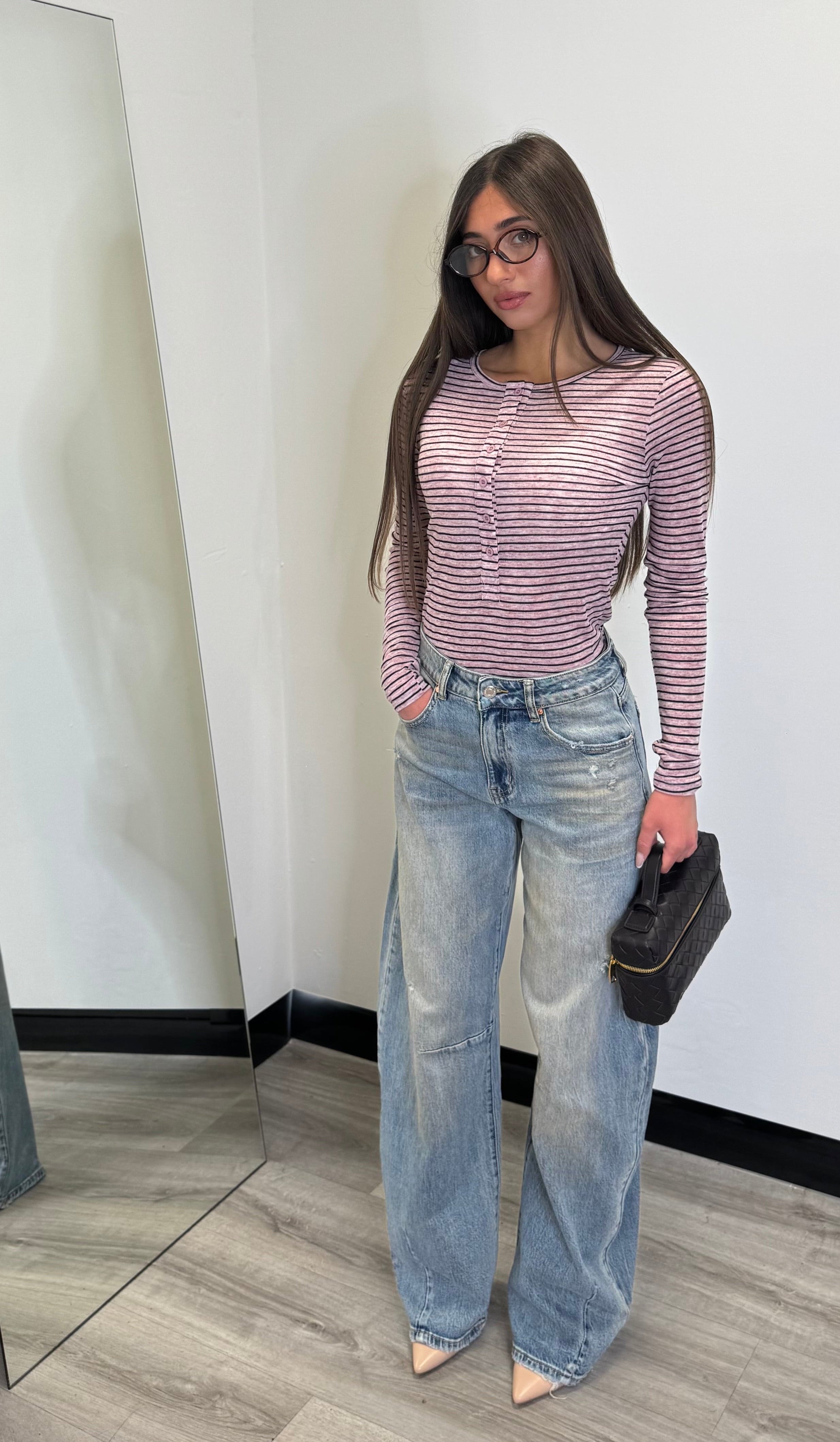 Maglia serafino a righe