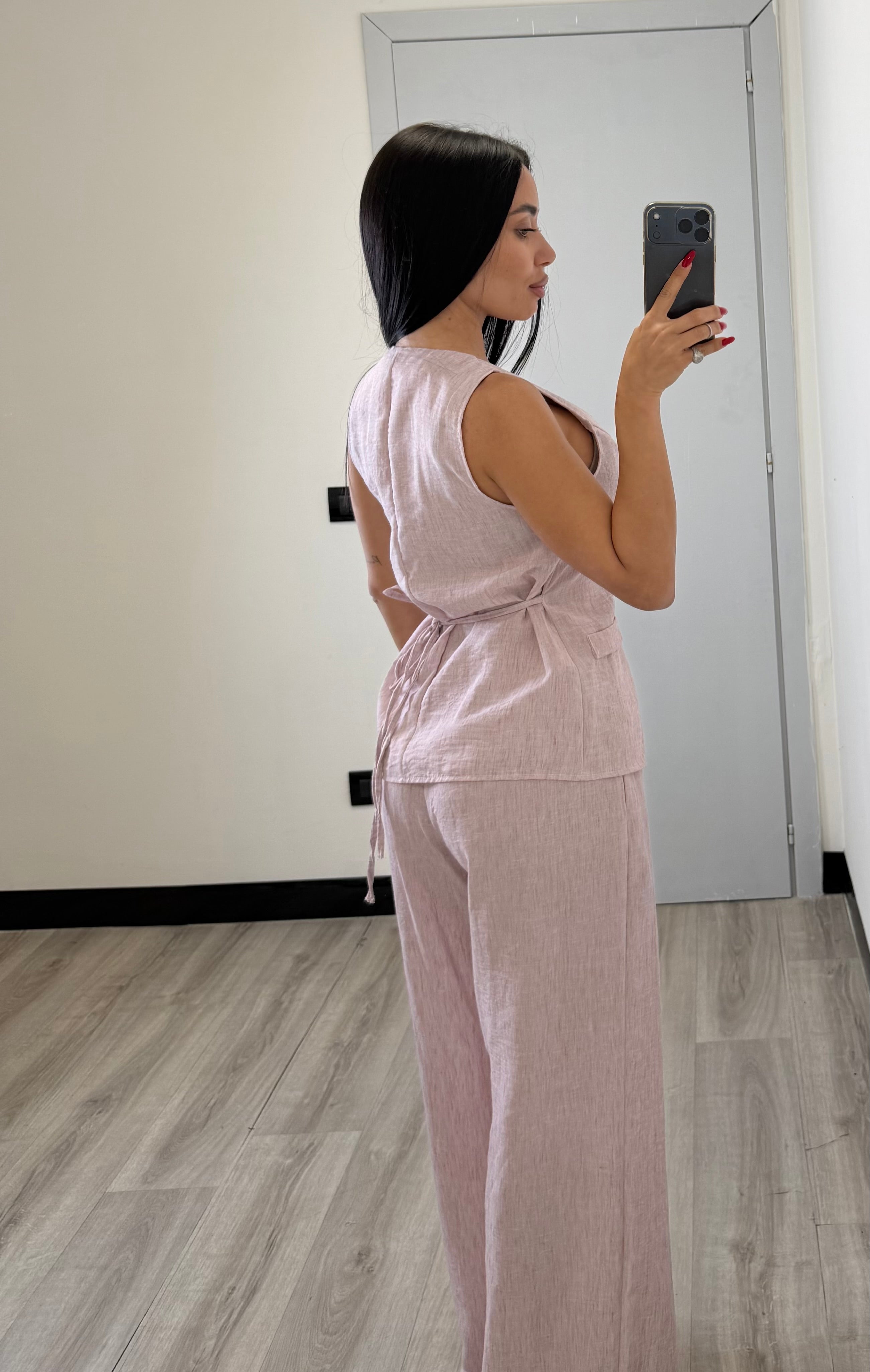Coordinato con gilet in lino