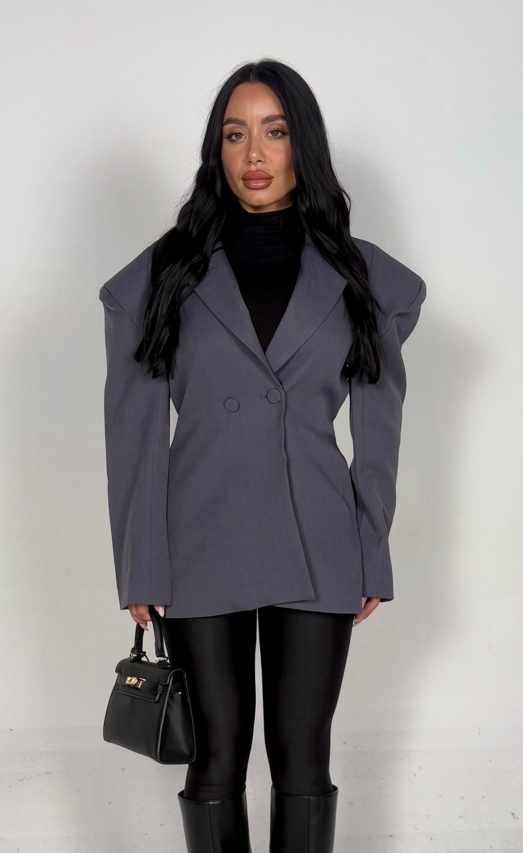 Blazer con spalline grigio