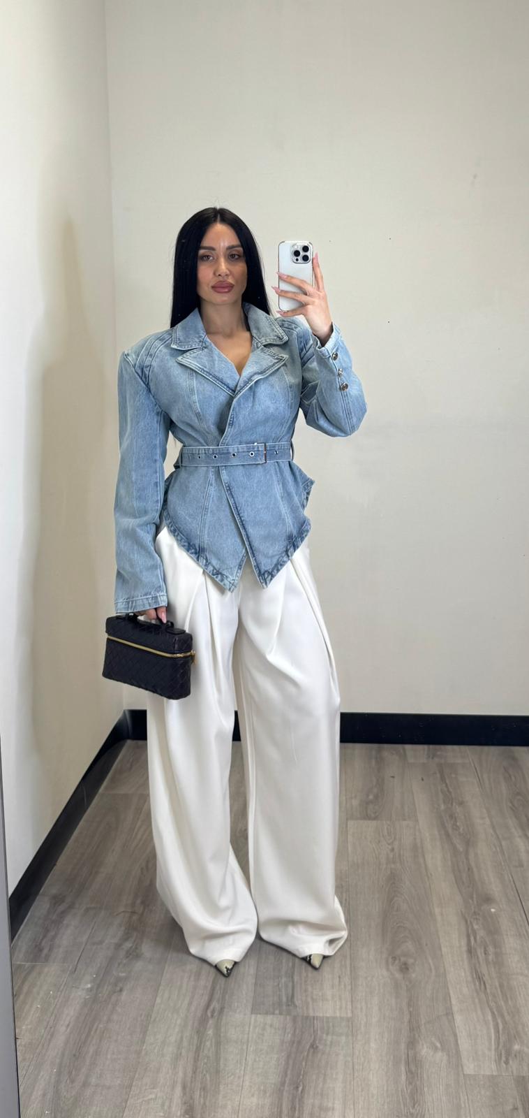 Blazer jeans con spalline