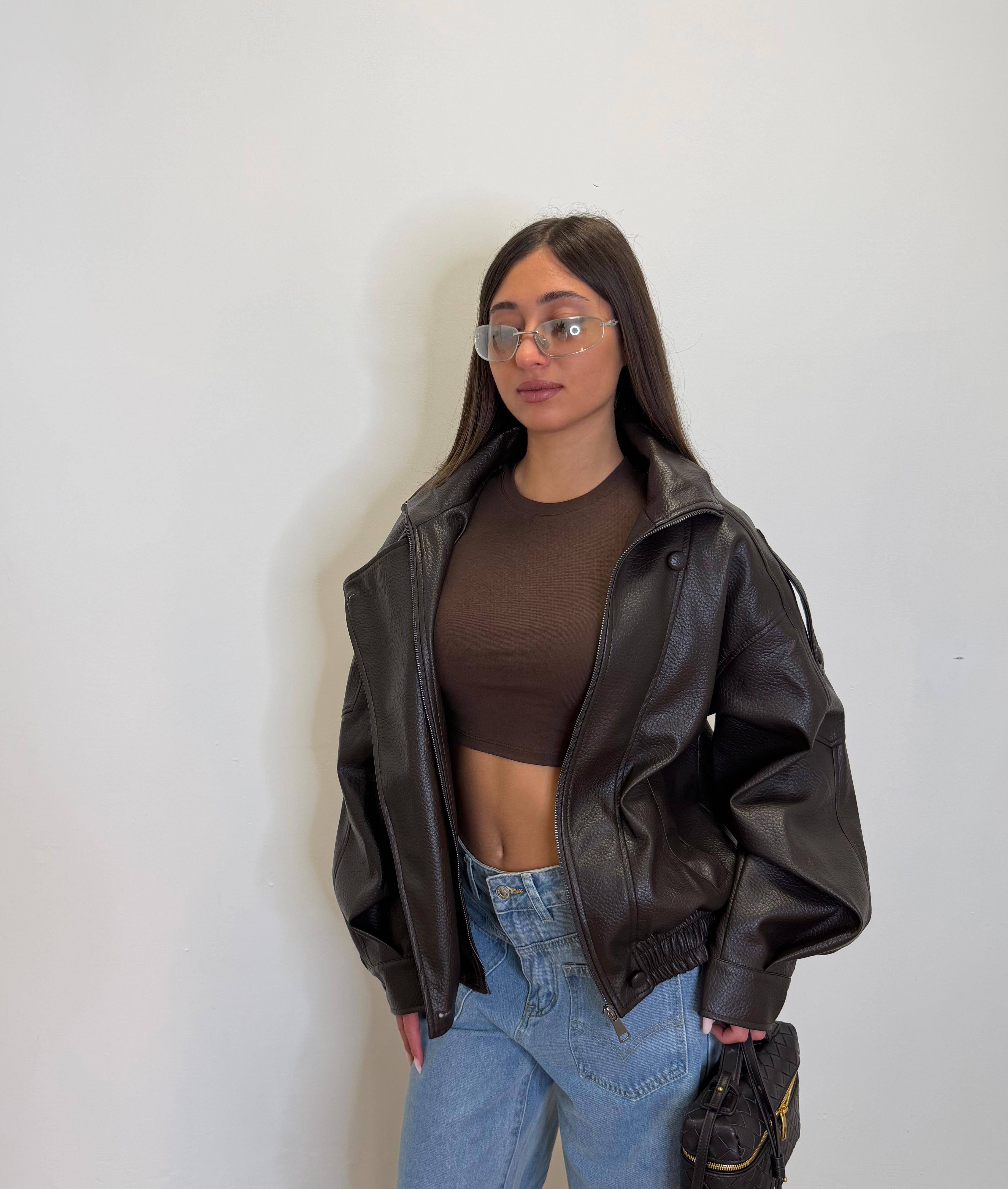 Chiodo in ecopelle oversize