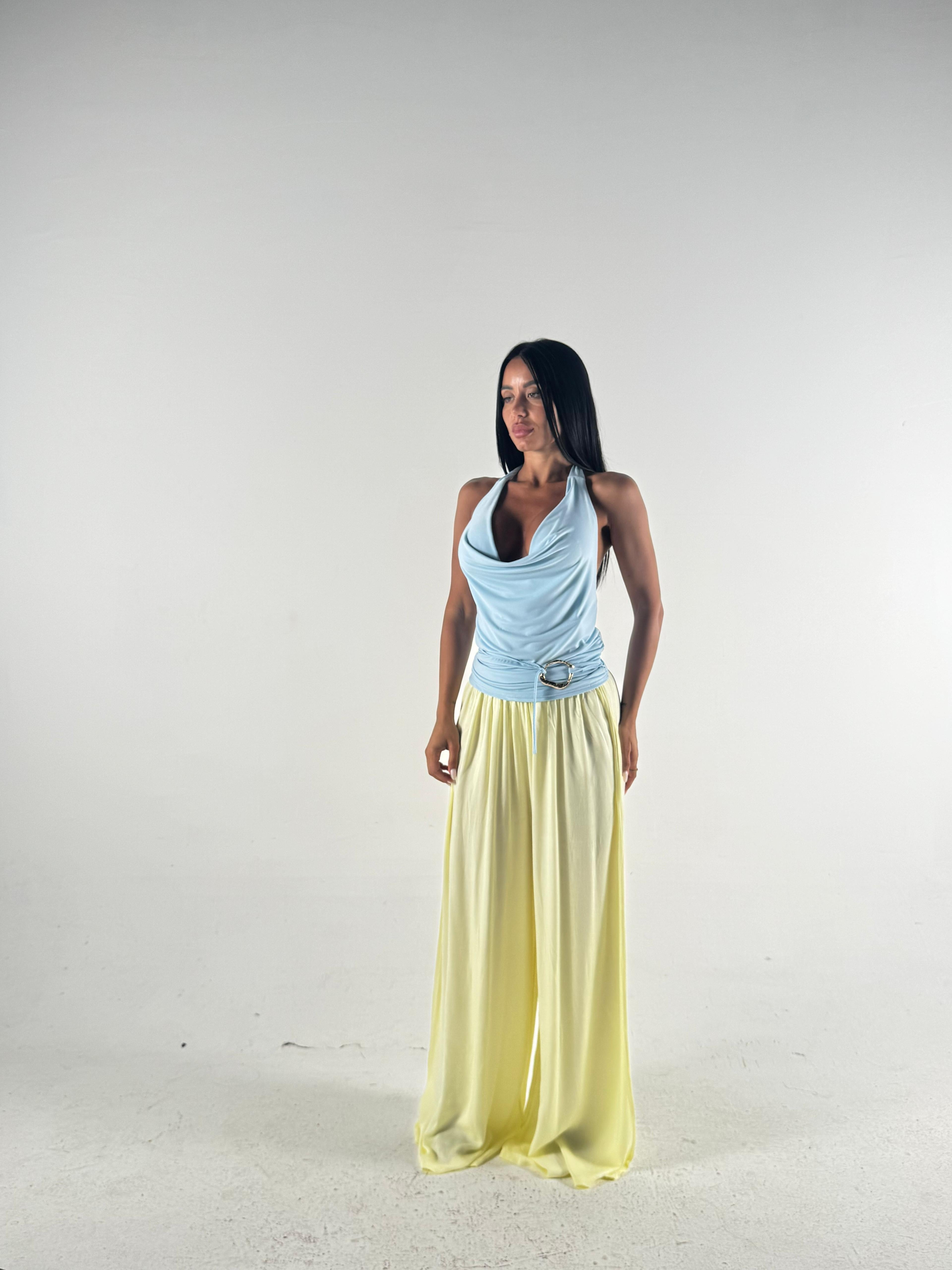 Pantalone in tessuto giallo