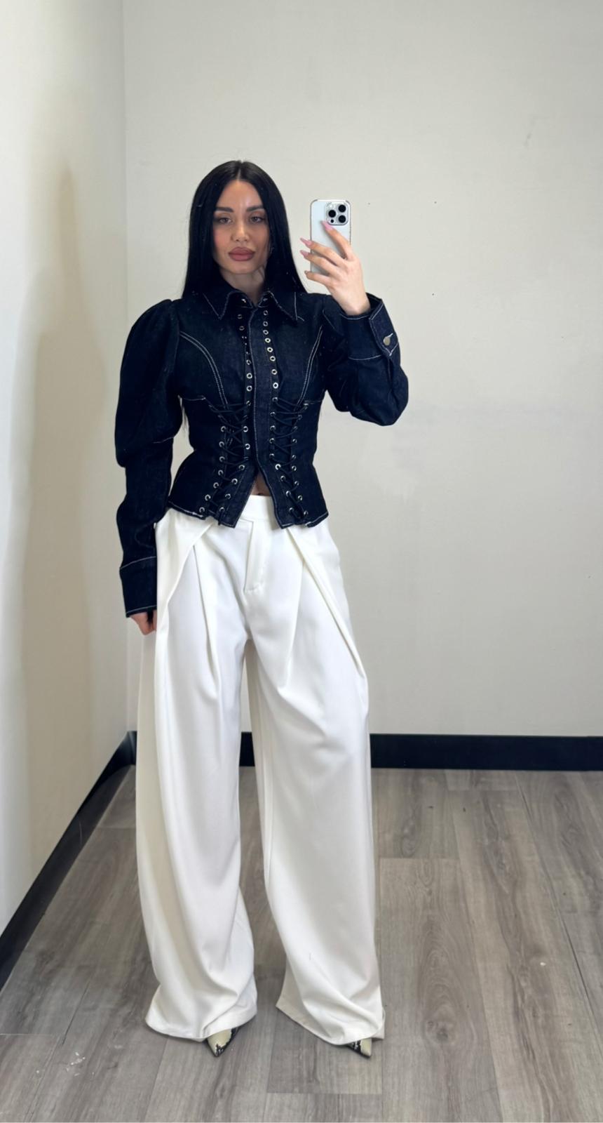 Giacca denim con stringhe