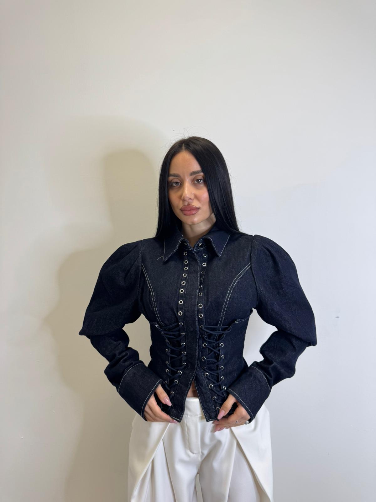 Giacca denim con stringhe