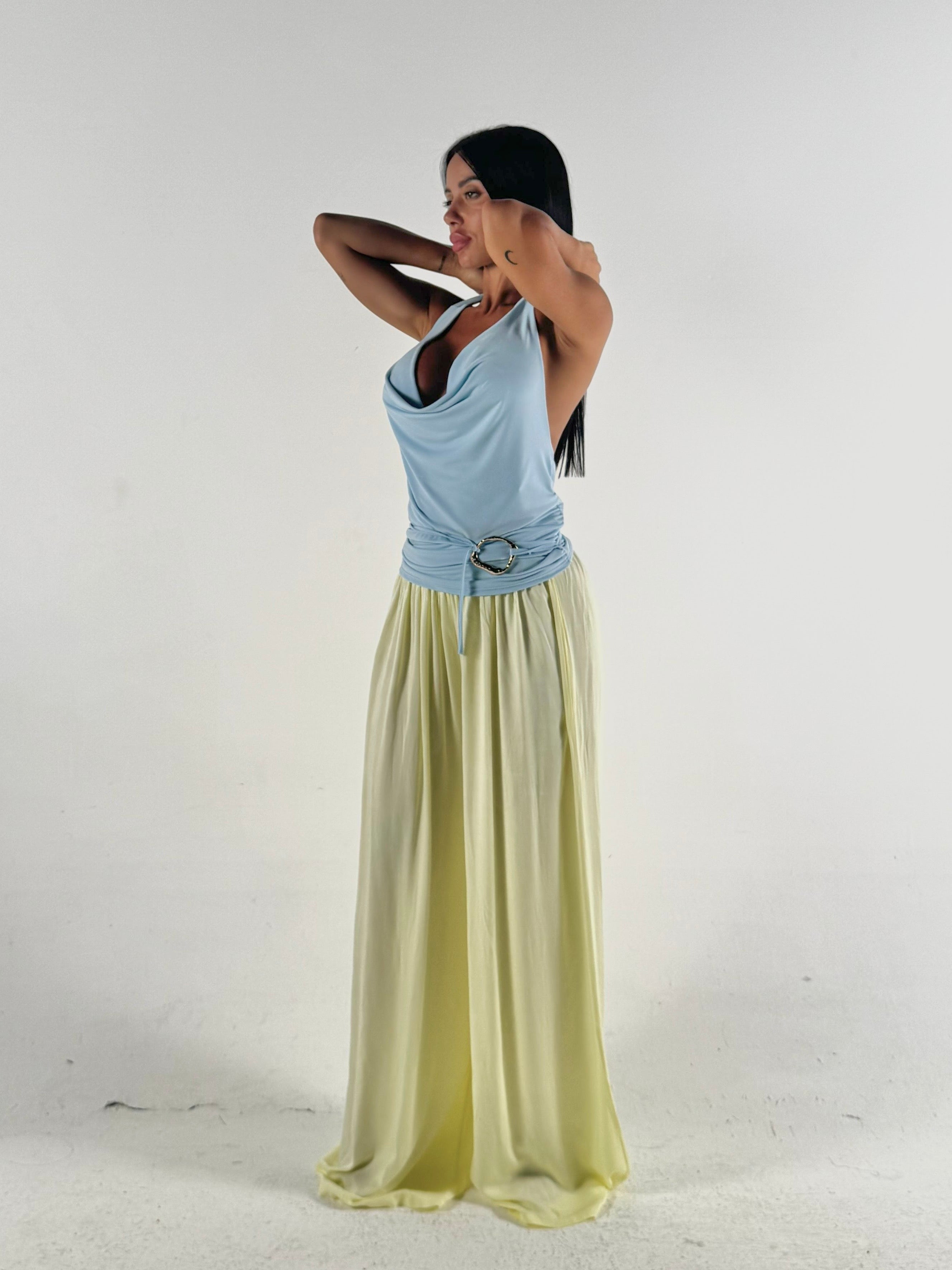 Pantalone in tessuto giallo