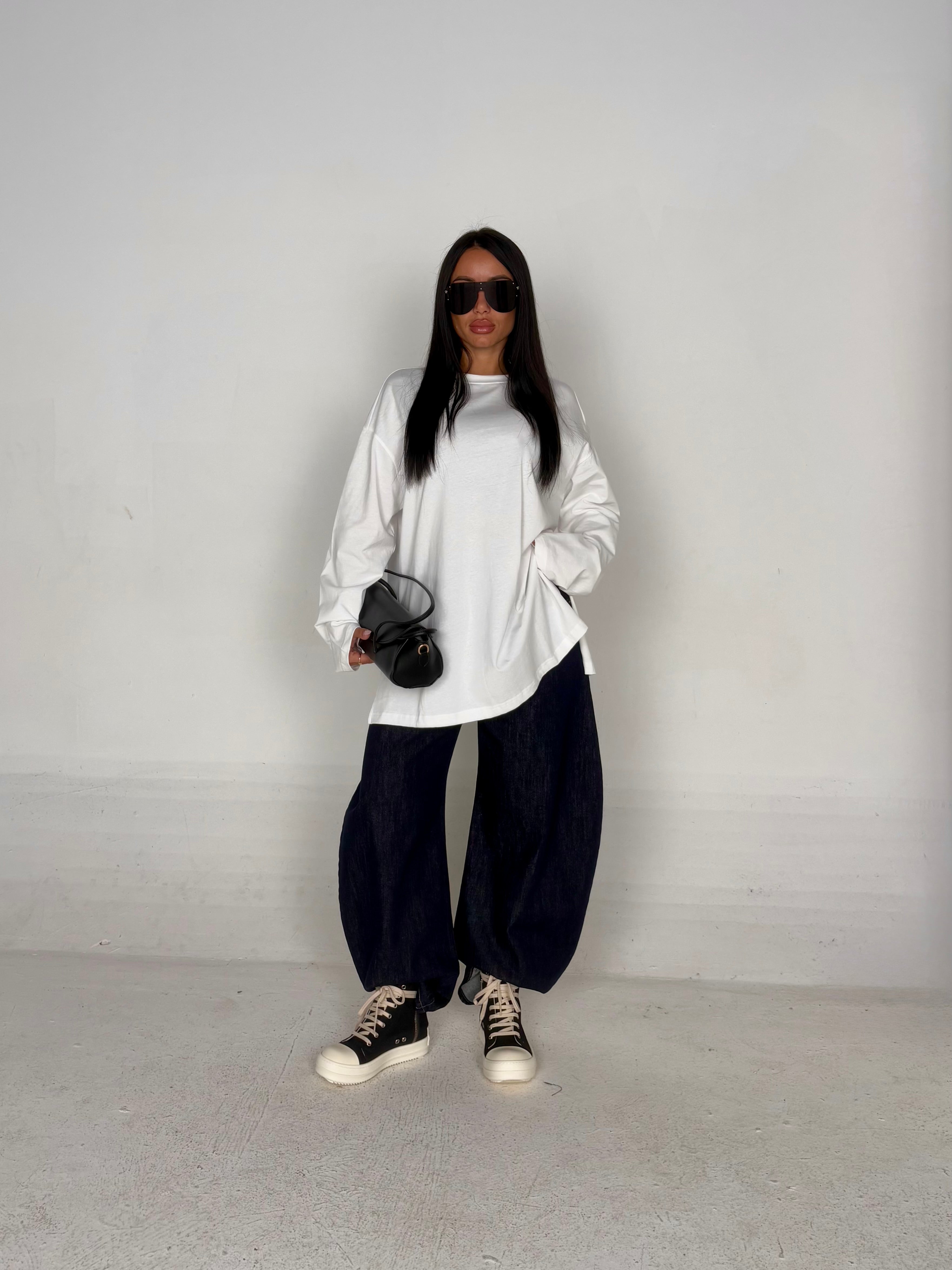 Maglia oversize manica lunga bianco