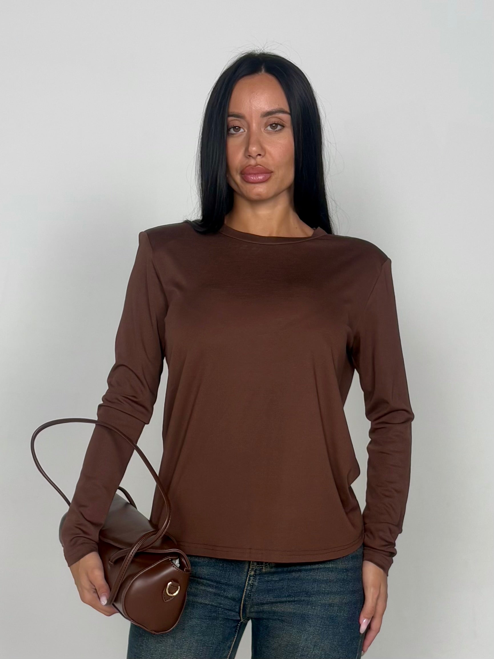 Maglia con spalline marrone