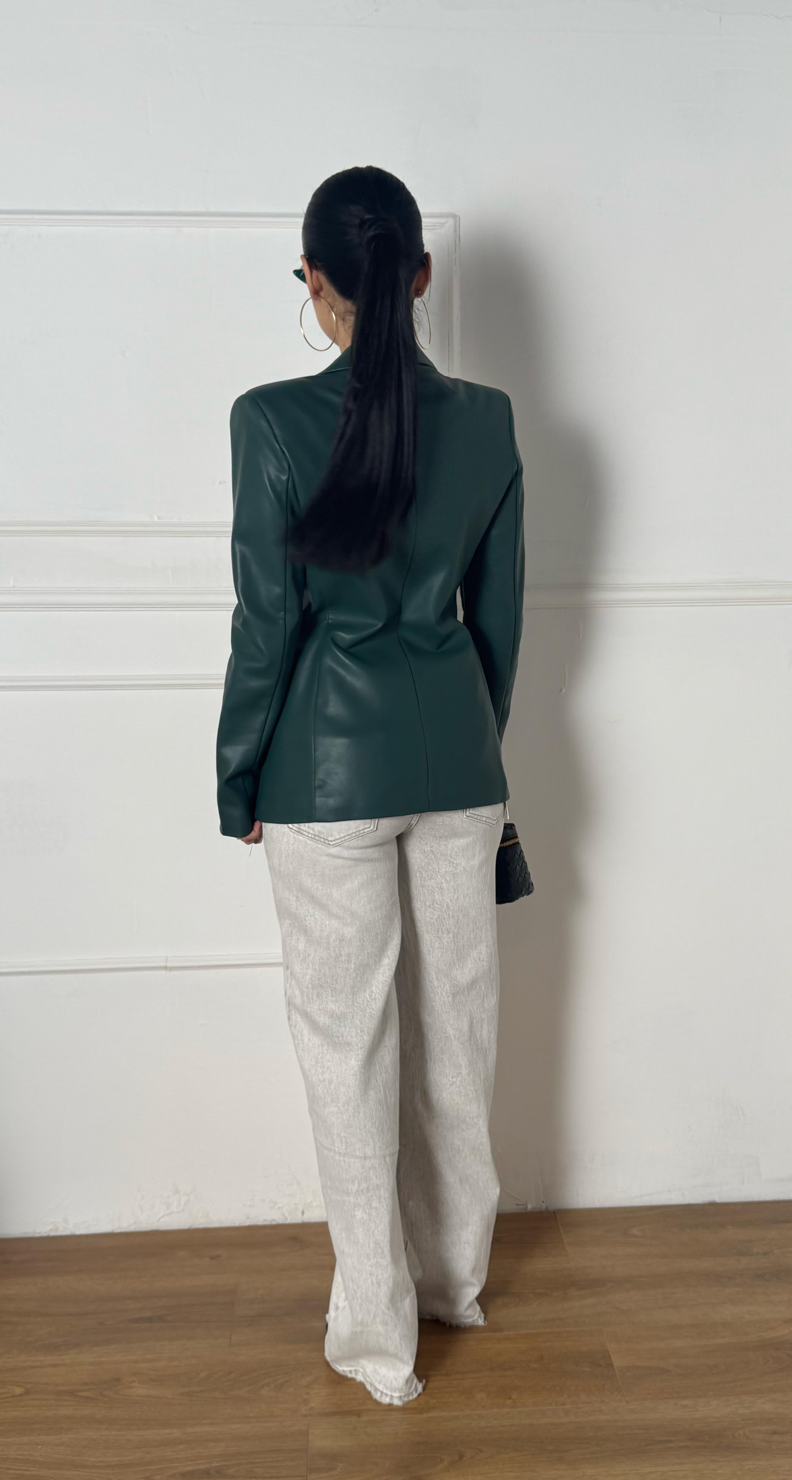 Blazer ecopelle verde