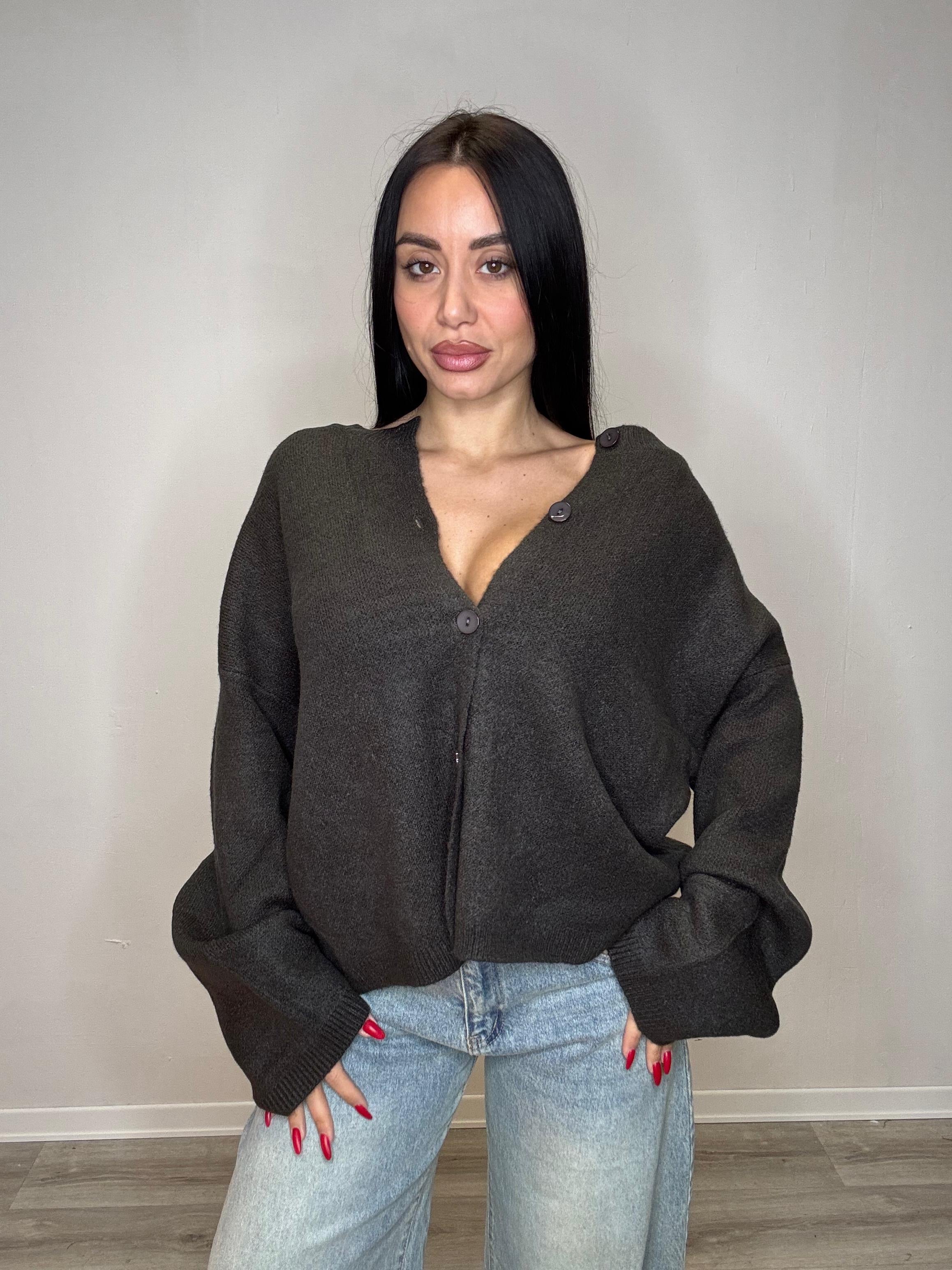 Cardigan in lana girocollo