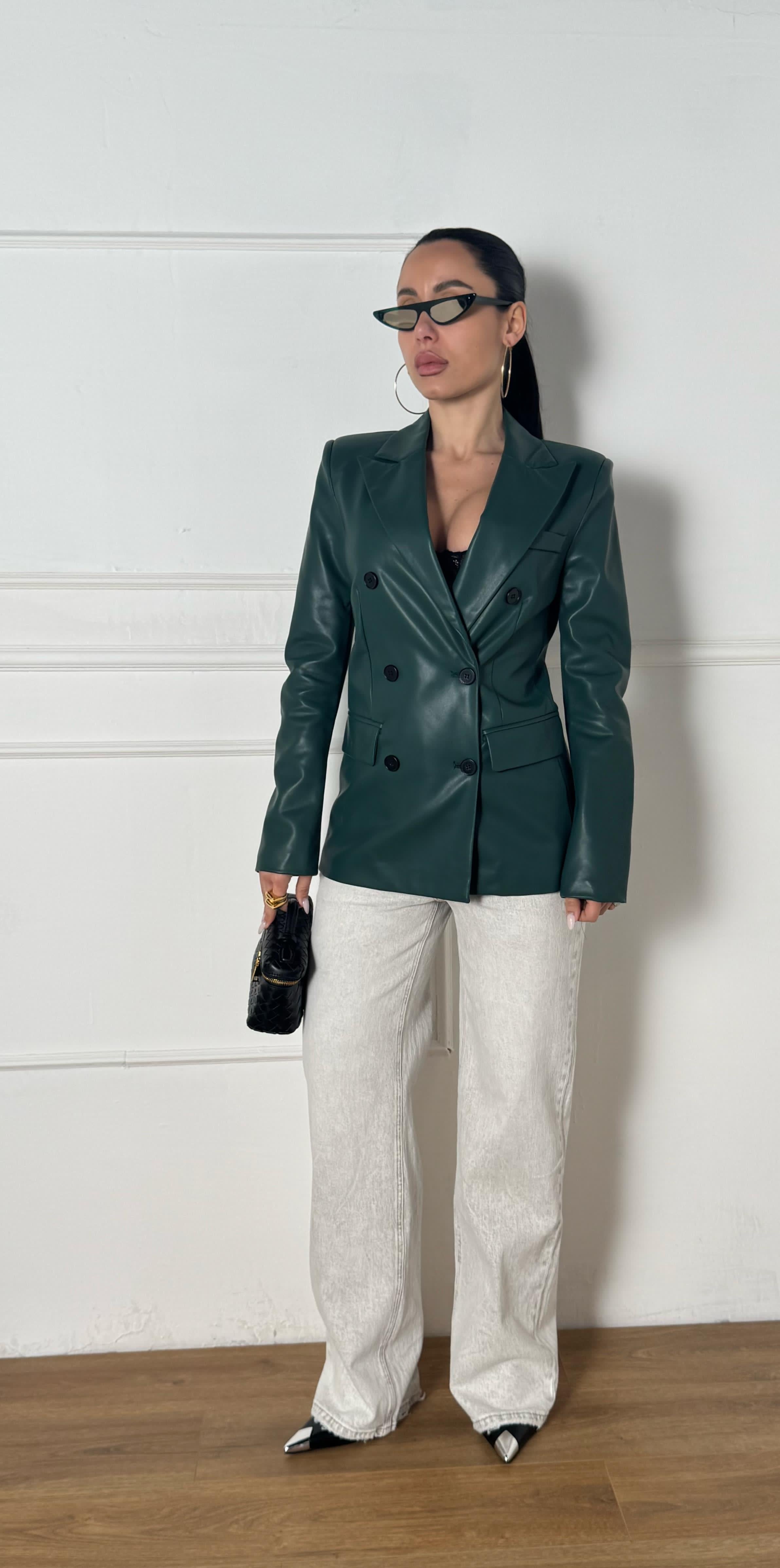 Blazer ecopelle verde