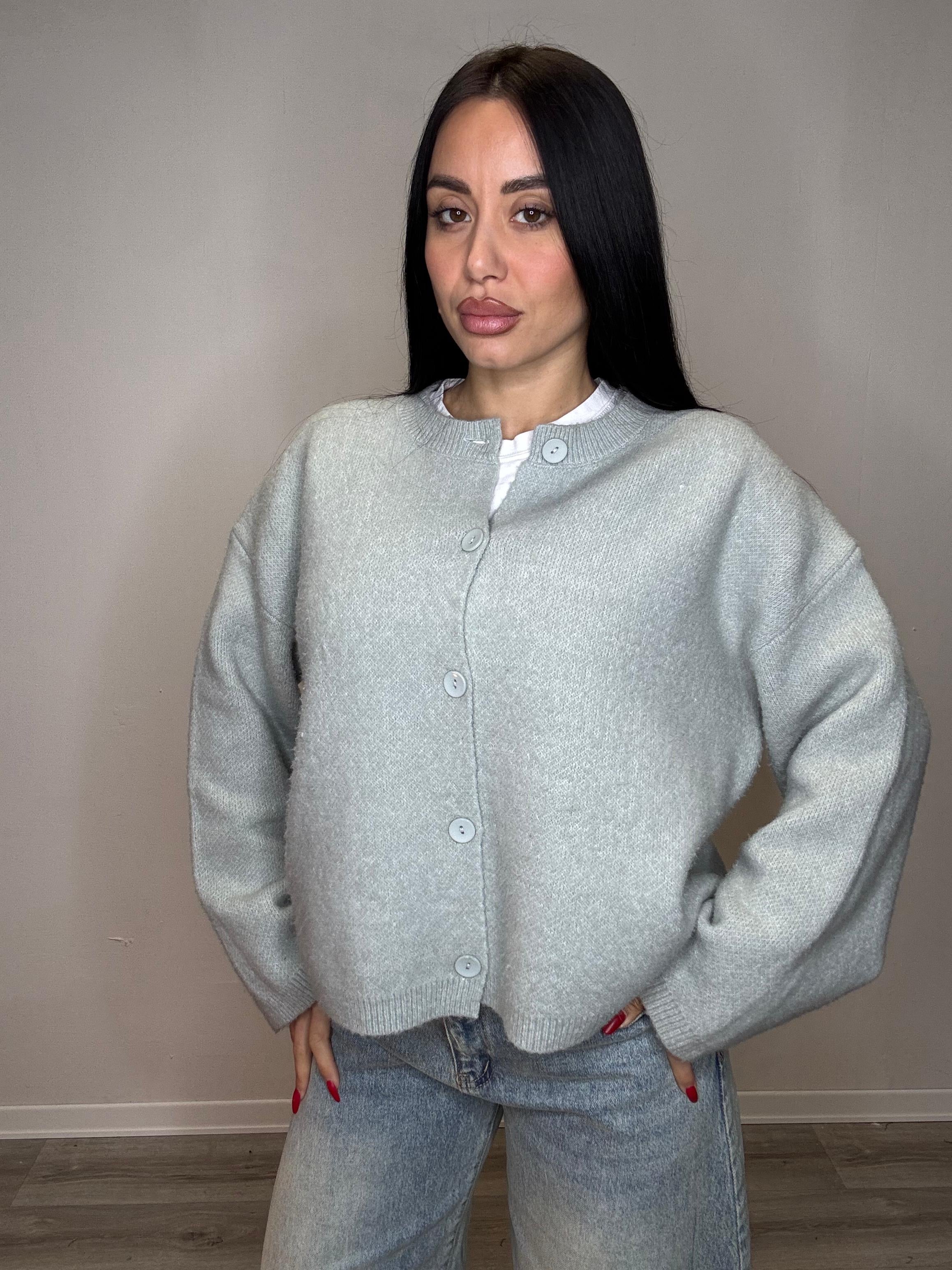 Cardigan in lana girocollo