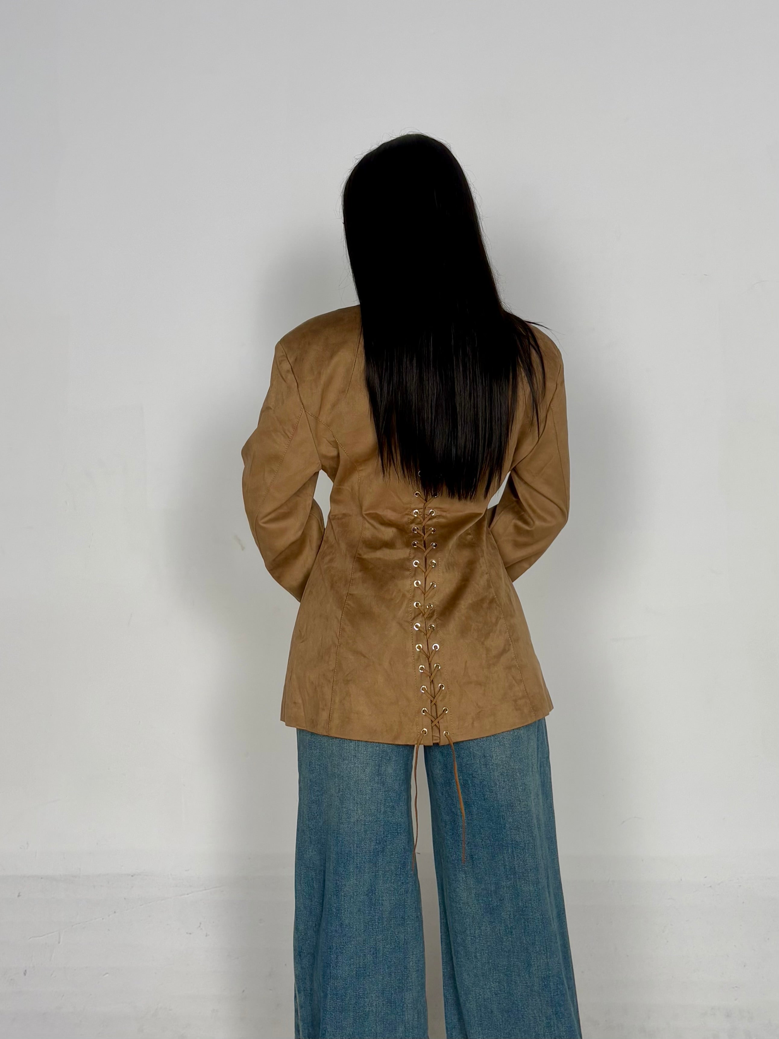 Blazer stringato in ecocamoscio